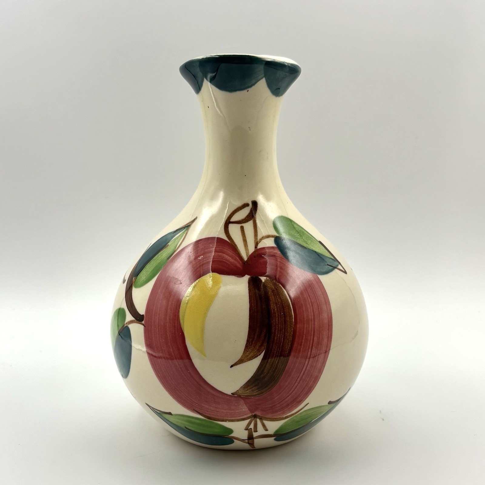 Vintage Purinton Apple Pottery Decanter Or Vase Hand Painted 7.5” Tall Vintage Purinton Apple Pottery Decanter Or Vase Hand Painted 7.5” Tall