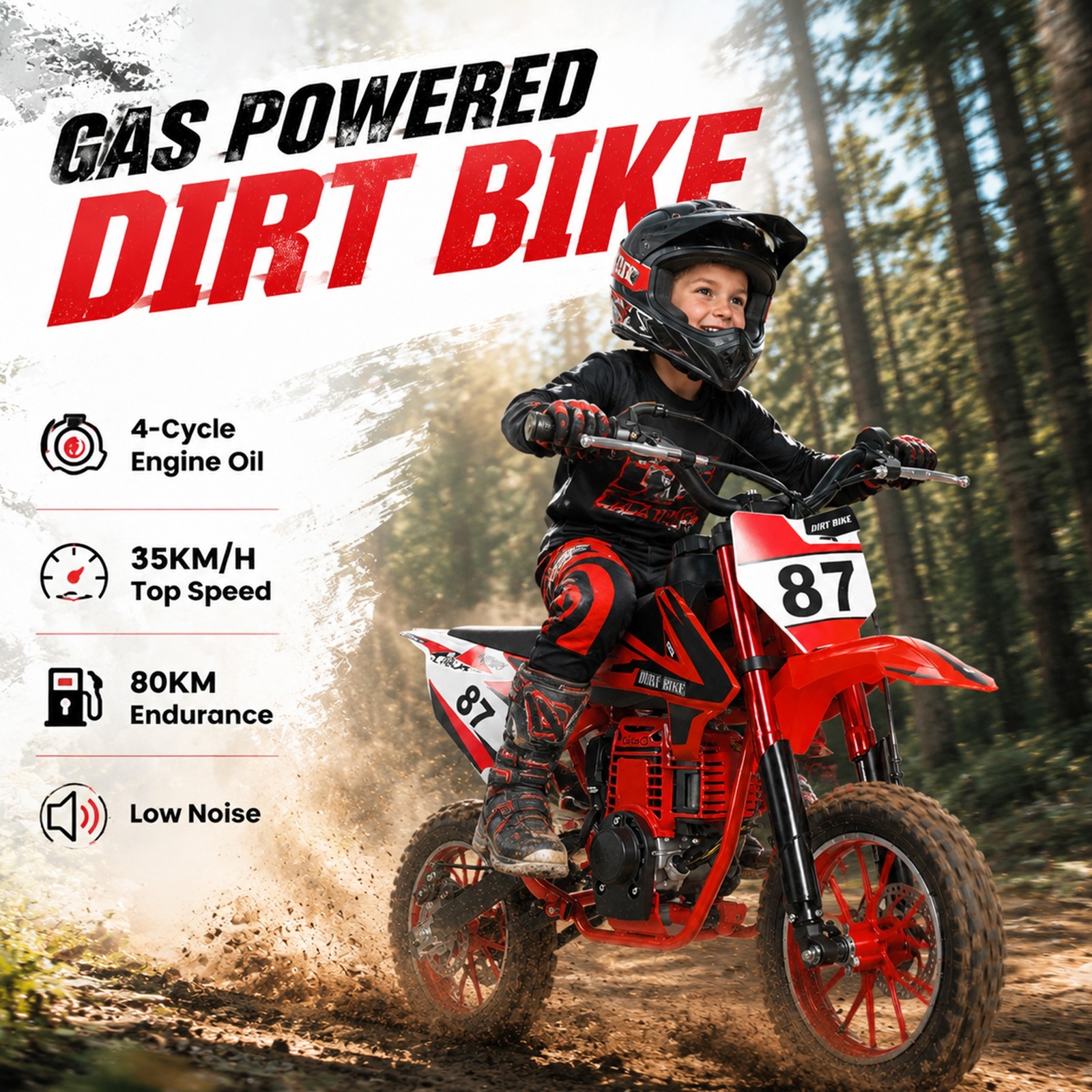 49CC 4-Stroke Kids Dirt Bike Gas Power Motocross Beach Off Road Mini Motorcycle 49CC 4-Stroke Kids Dirt Bike Gas Power Motocross Beach Off Road Mini Motorcycle