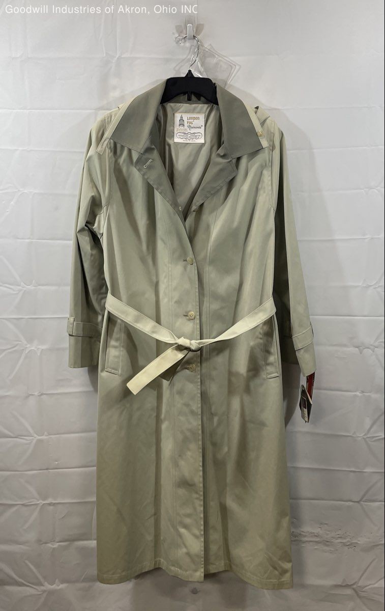 Vintage 90s London Fog Women\'s Nellie Hooded Trench Coat Beige NWT Sz 18R