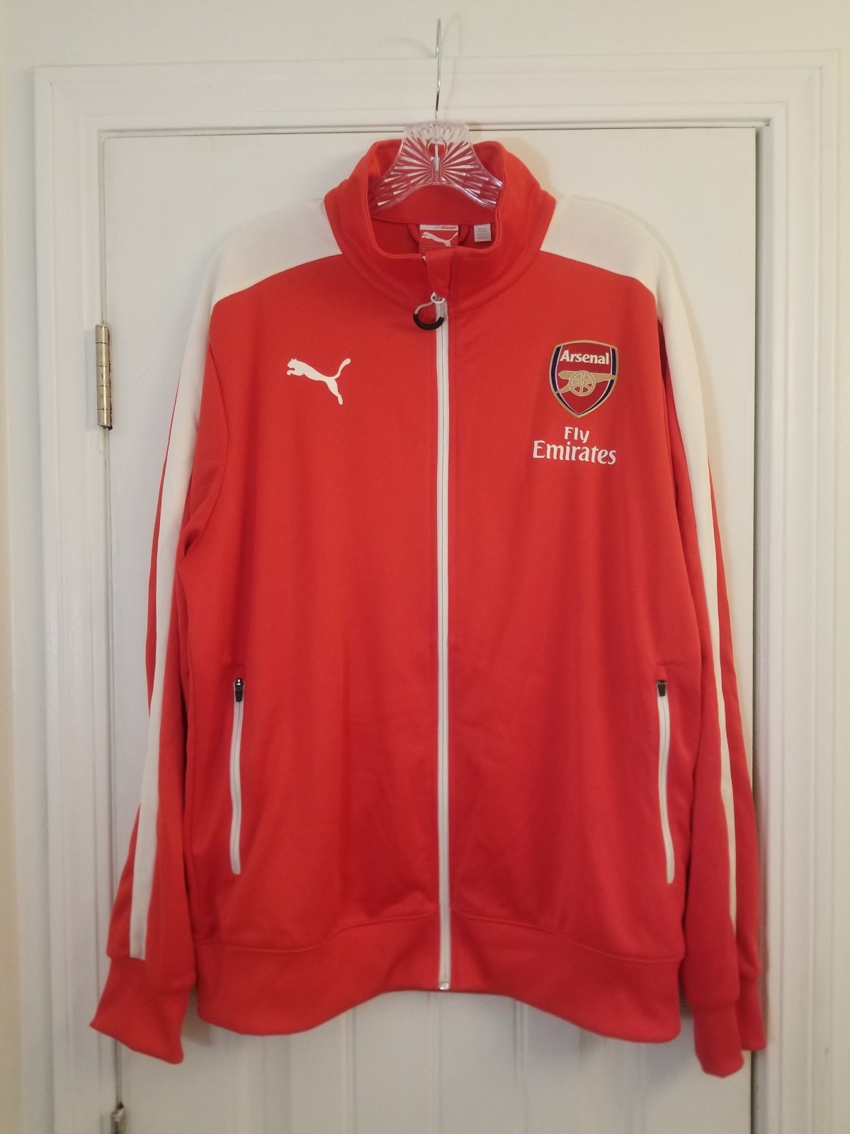 2014/15 Puma ARSENAL FC Track Jacket Red White Mens Size L New Large Soccer