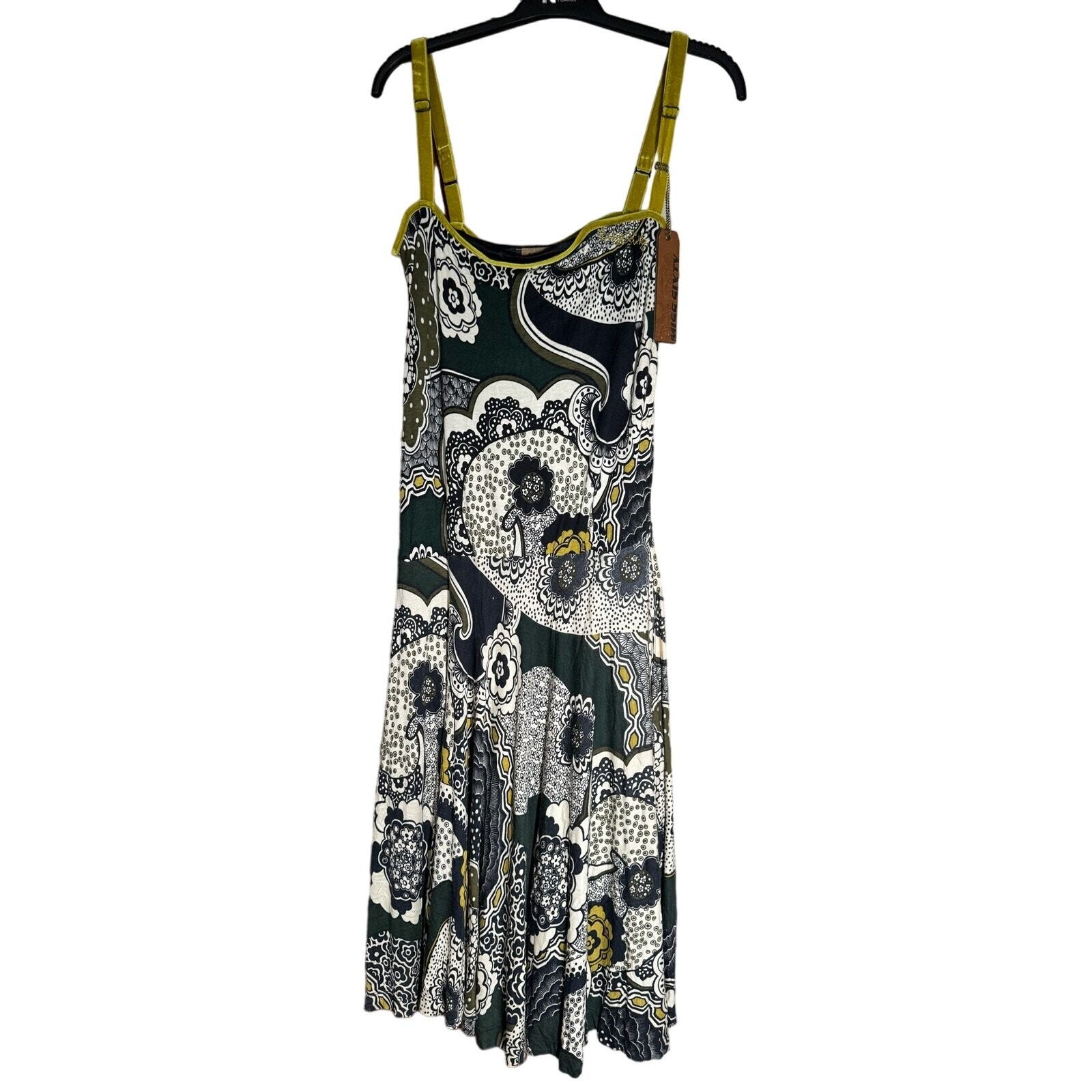 Rare Vintage Y2K Miss Sixty Dress Size L Made in Italy Viscose Stretch Paisley