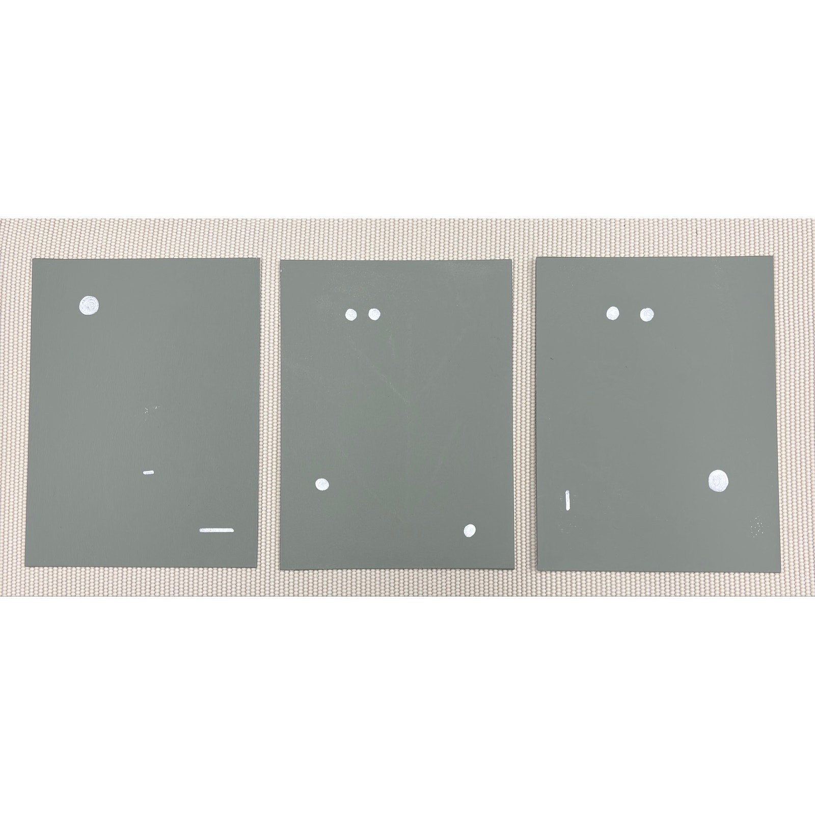Original Minimalist Abstract Triptych Painting Set Green Fine Art Canvas