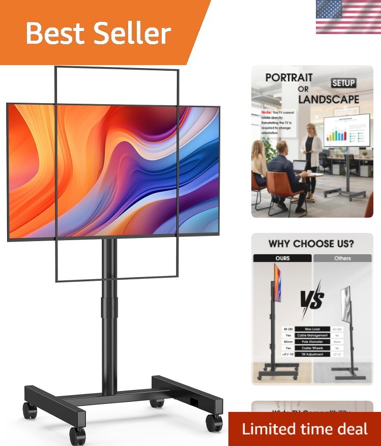 Portable Rolling TV Cart for 13-50 Inch Displays, 10° Tilt & Cable Management Portable Rolling TV Cart for 13-50 Inch Displays, 10° Tilt & Cable Management