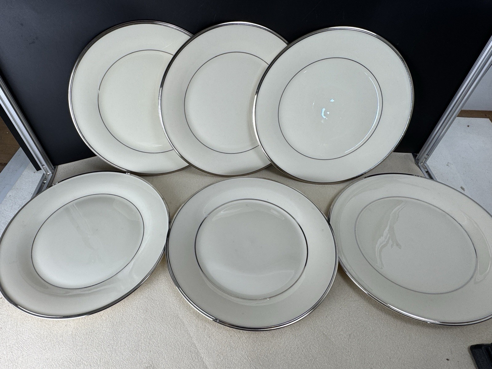 Set Six (6) Elegant China Lenox SOLITAIRE Ivory Platinum 10 3/4