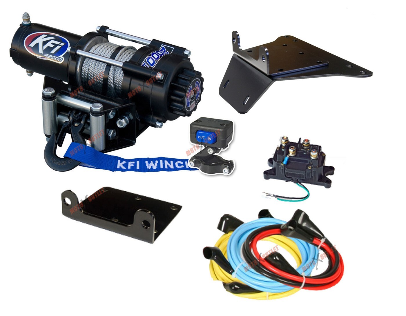 Polaris Scrambler 500 Winch and Mount Plate Kit 1998-2009 2000 lbs KFI ATV