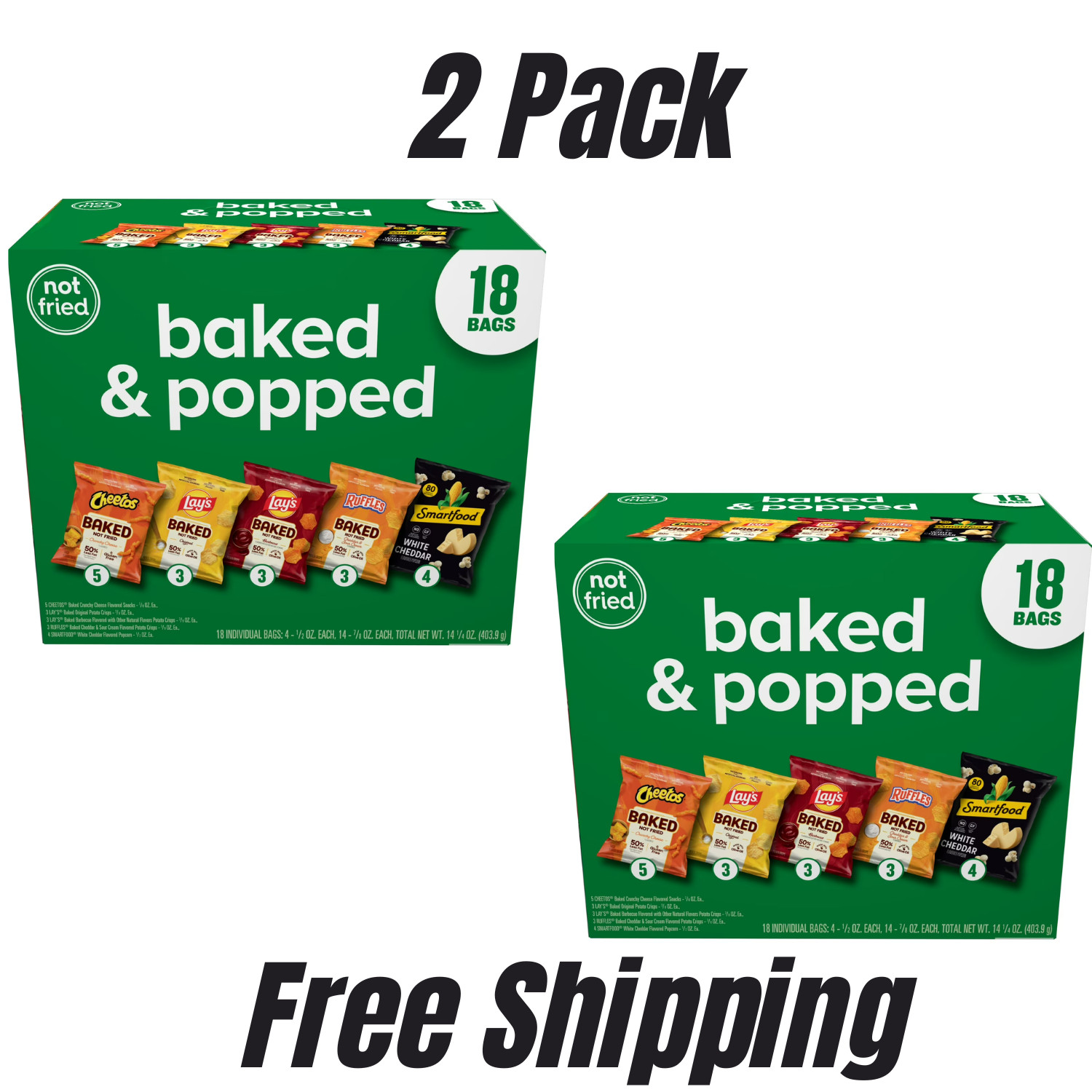 Frito-Lay Baked and Popped Mix Variety Pack Snack Chips, 36 Count Multipack ..