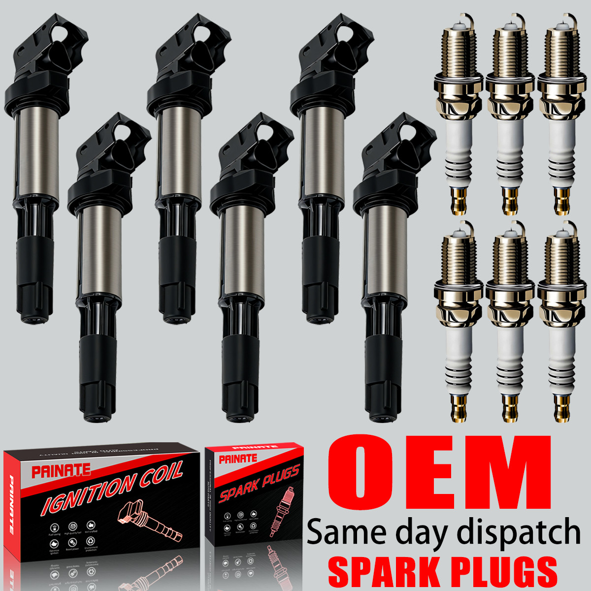6X OEM Ignition Coil & Iridium Spark Plug For BMW 328i 330 530 X5 X6 UF515 UF522