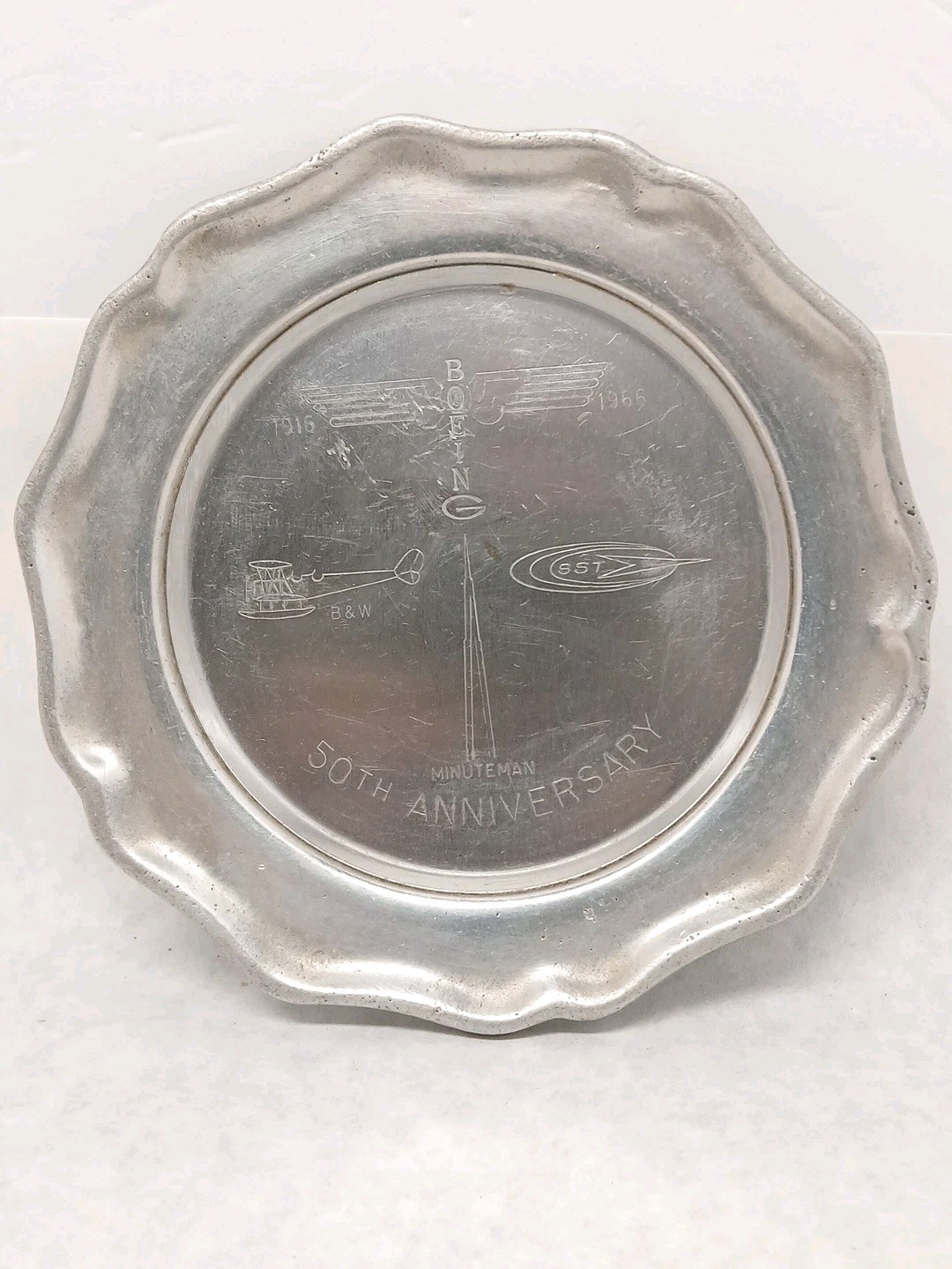RARE Vtg Boeing Aviation Co. 50th Anniversary Tray SST Totem B&W 1916-1966 RARE Vtg Boeing Aviation Co. 50th Anniversary Tray SST Totem B&W 1916-1966
