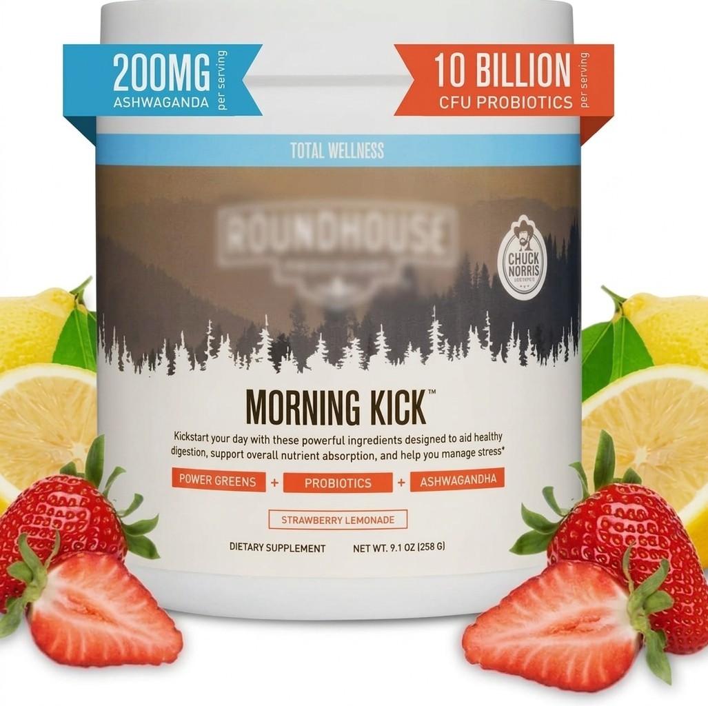 By Chuck Norris Morning Kick, Greens Superfood Powder Supplement with Ashwaganda
