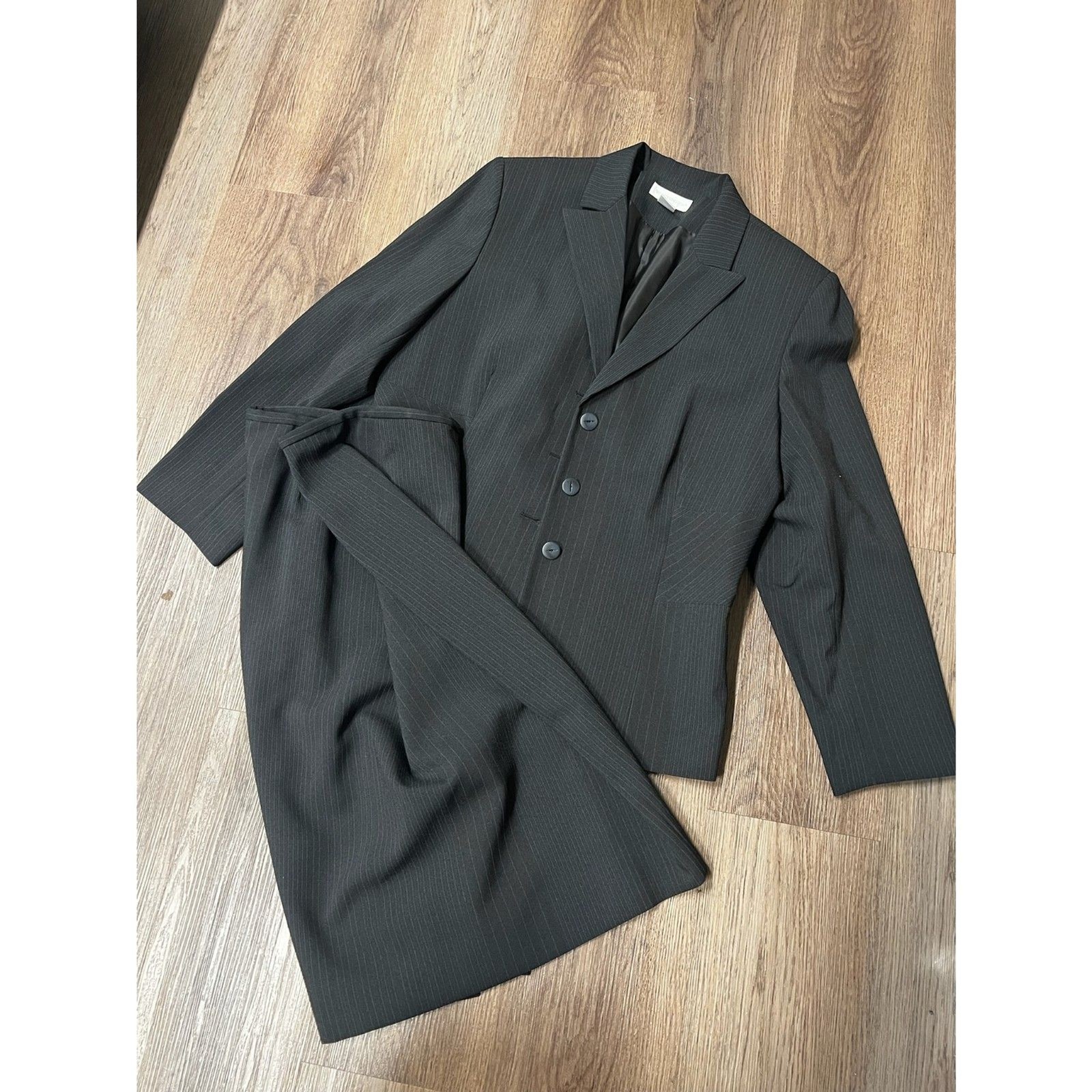 Worthington Women\'s 2-Piece Skirt Suit Set Size 18 Black Blazer & Pencil Skirt