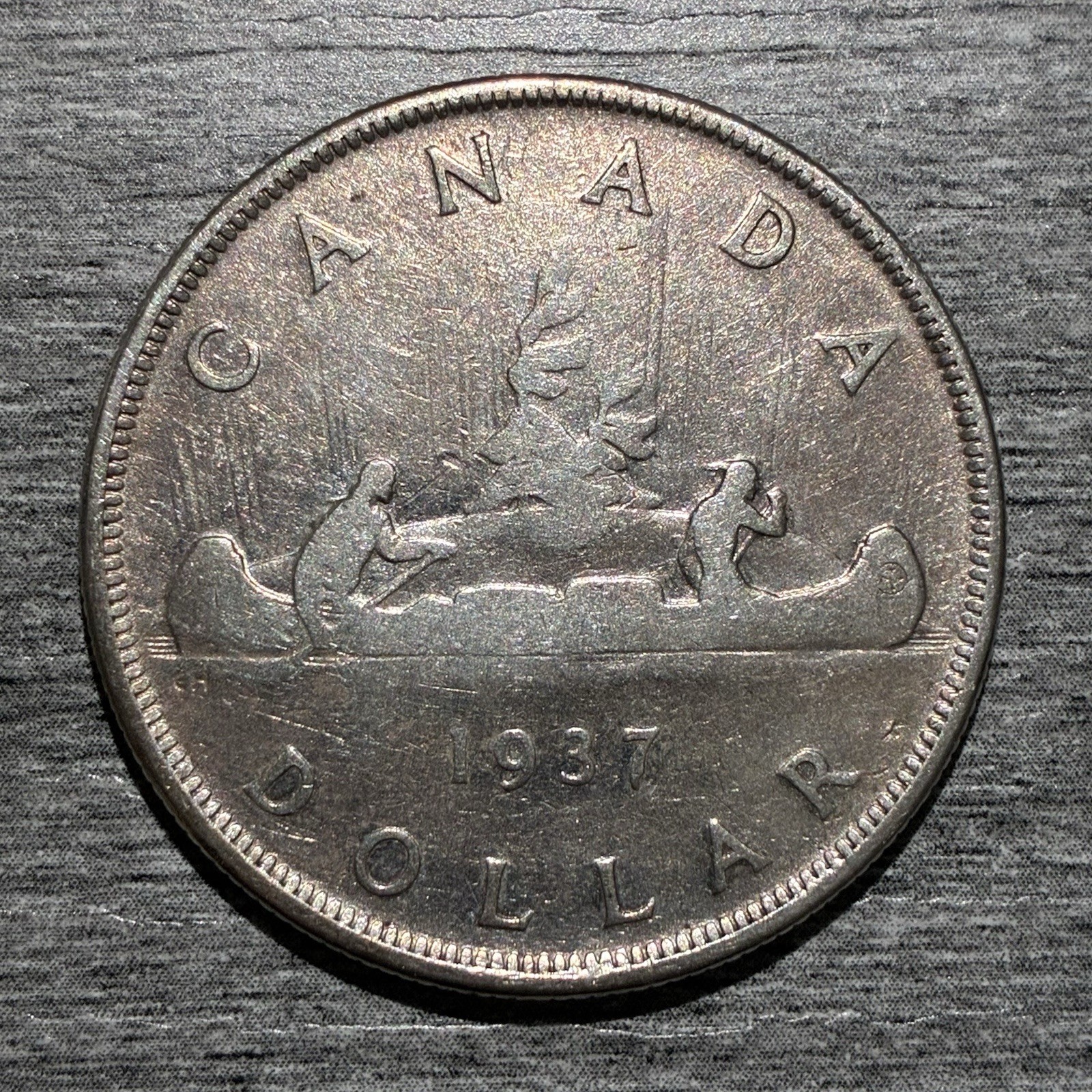 Canada 1 Dollar 1937 Silver Coin Worn Condition Canada 1 Dollar 1937 Silver Coin Worn Condition