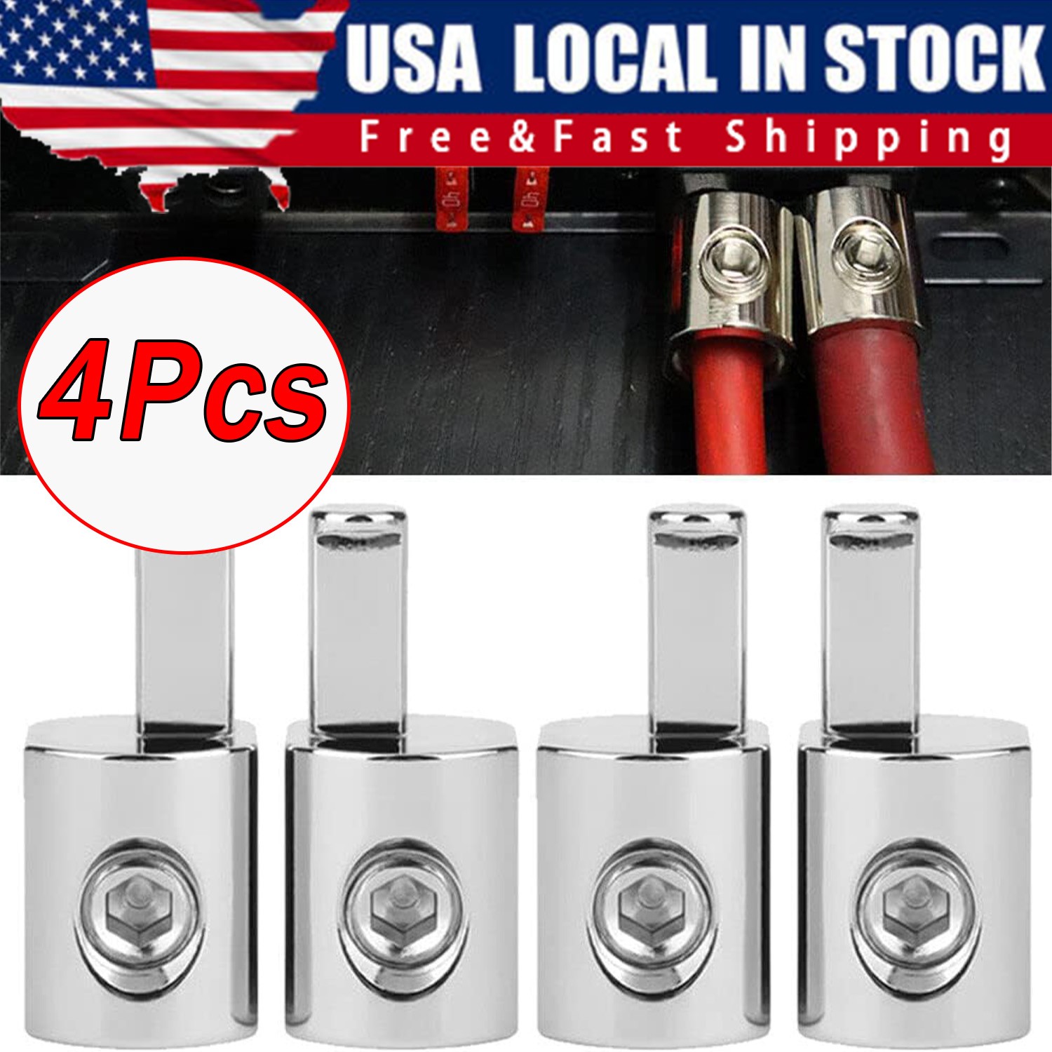 4PCS ILL Customz Offset Power and Ground 1/0 Gauge to 4 Gauge Amp Input Reducers 4PCS ILL Customz Offset Power and Ground 1/0 Gauge to 4 Gauge Amp Input Reducers