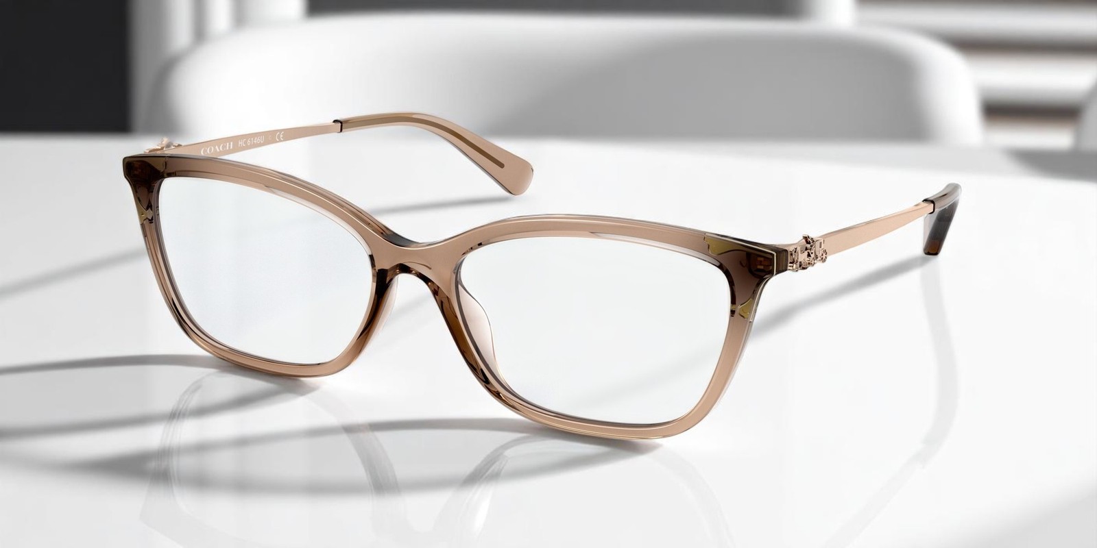 COACH HC6146U 5561 Butterfly Transparent Brown Demo Lens 53 mm Womens Eyeglasses