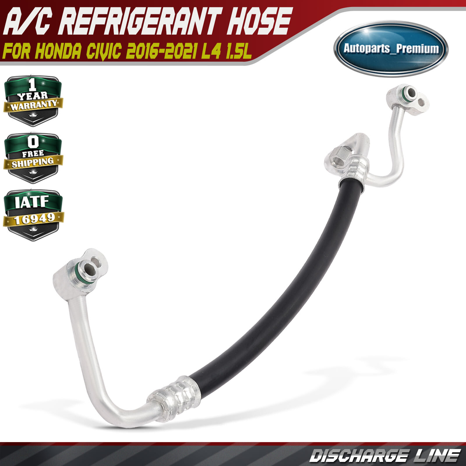 New A/C Discharge Line for Honda Civic 2016-2021 L4 1.5L Compressor to Condenser New A/C Discharge Line for Honda Civic 2016-2021 L4 1.5L Compressor to Condenser