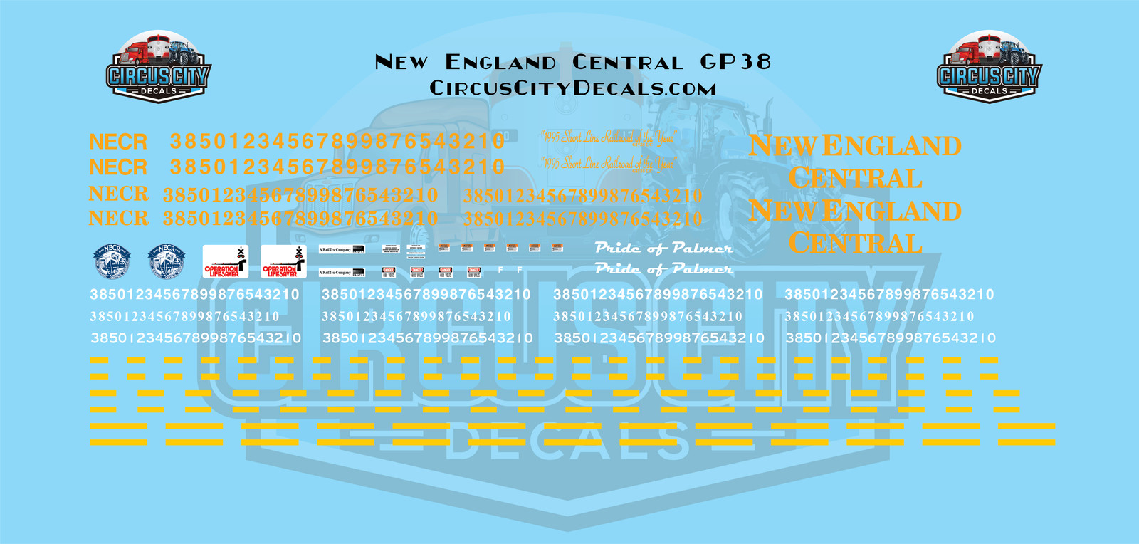 New England Central GP38-2 HO 1:87 Scale Decal Set New England Central GP38-2 HO 1:87 Scale Decal Set