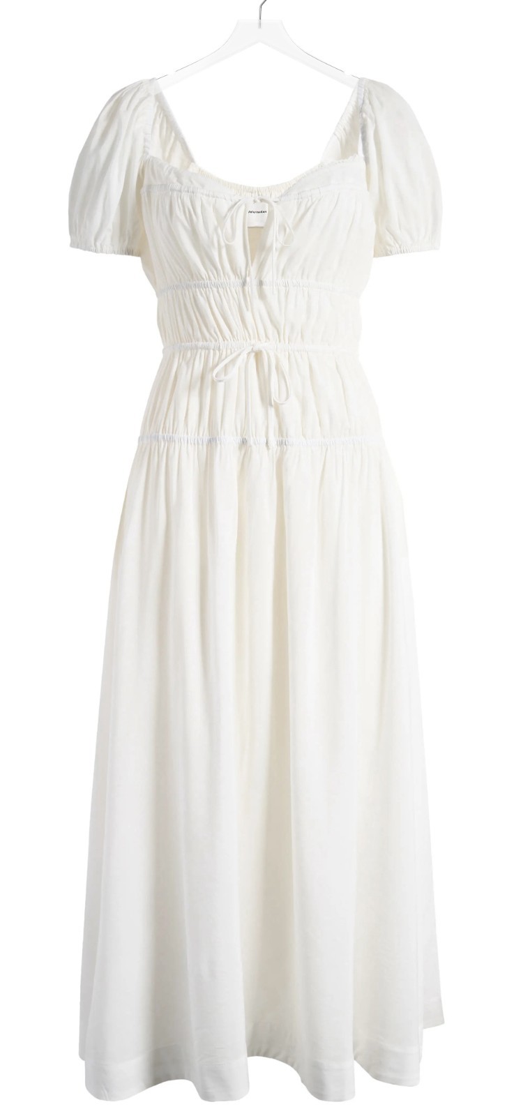 Reformation Rhett Women\'s Puff Sleeve Sweetheart Neck Midi Dress White Size 10