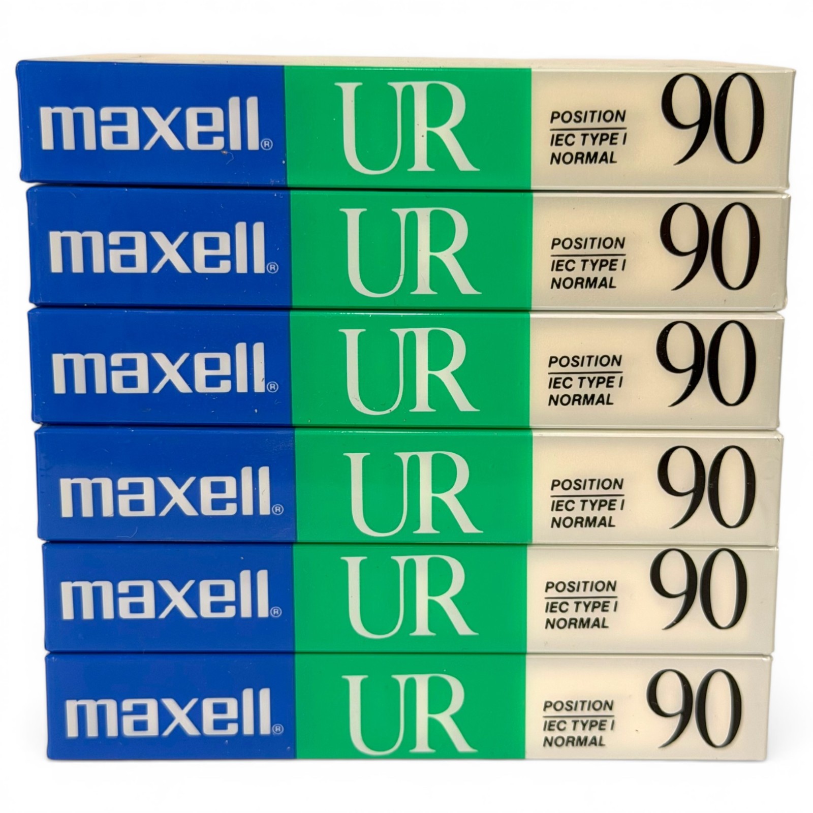 6 pcs VTG Maxell UR 90 Normal Bias Cassette Tape 135m 440ft IRC Type I - SEALED 6 pcs VTG Maxell UR 90 Normal Bias Cassette Tape 135m 440ft IRC Type I - SEALED