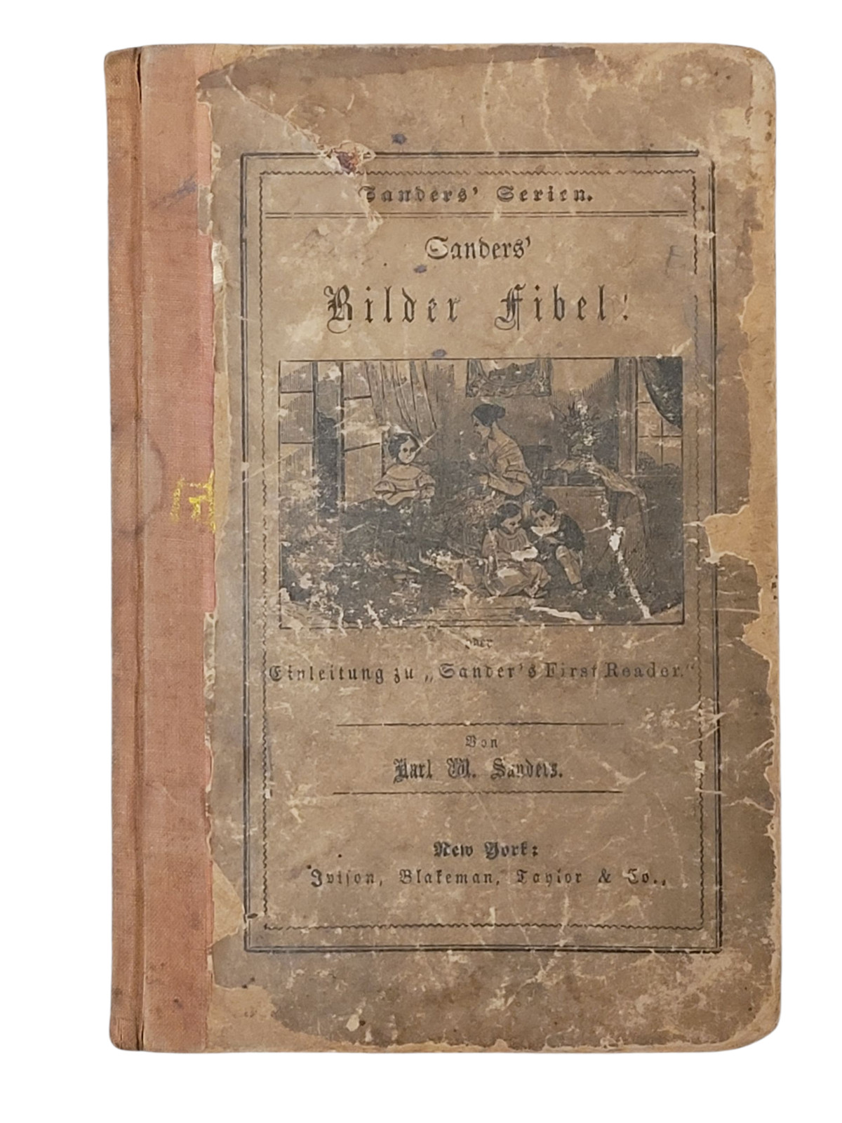 Antique Sanders Pictorial Primer - Dual Language Book School  - 1800\'s Rare HTF