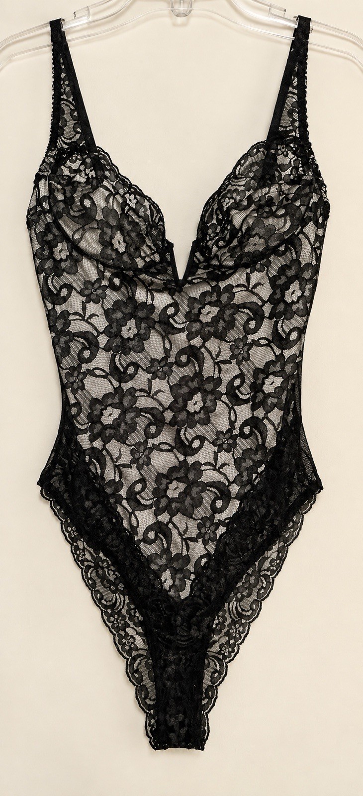 Vintage 1990s Victoria\'s Secret Gold Label Black Lace Teddy Bodysuit GUC L #2785
