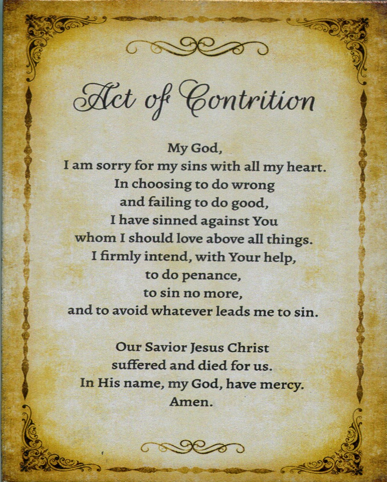 Catholic print picture  -  Act of Contrition T -  8\