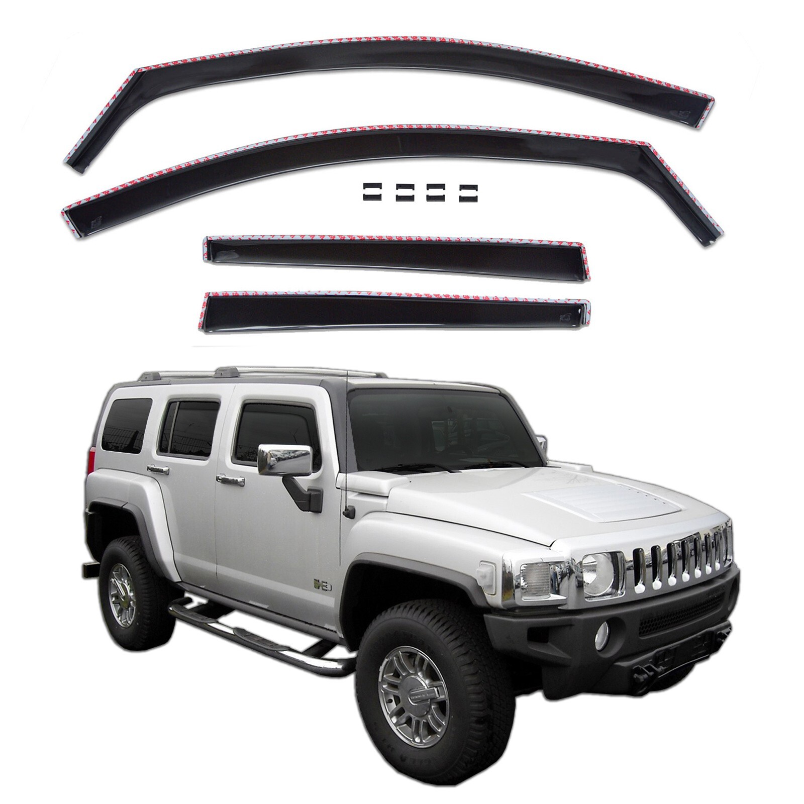 Deflectors In-Channel Vent Window Visor For Hummer H3 2006-2010 Rain Guard