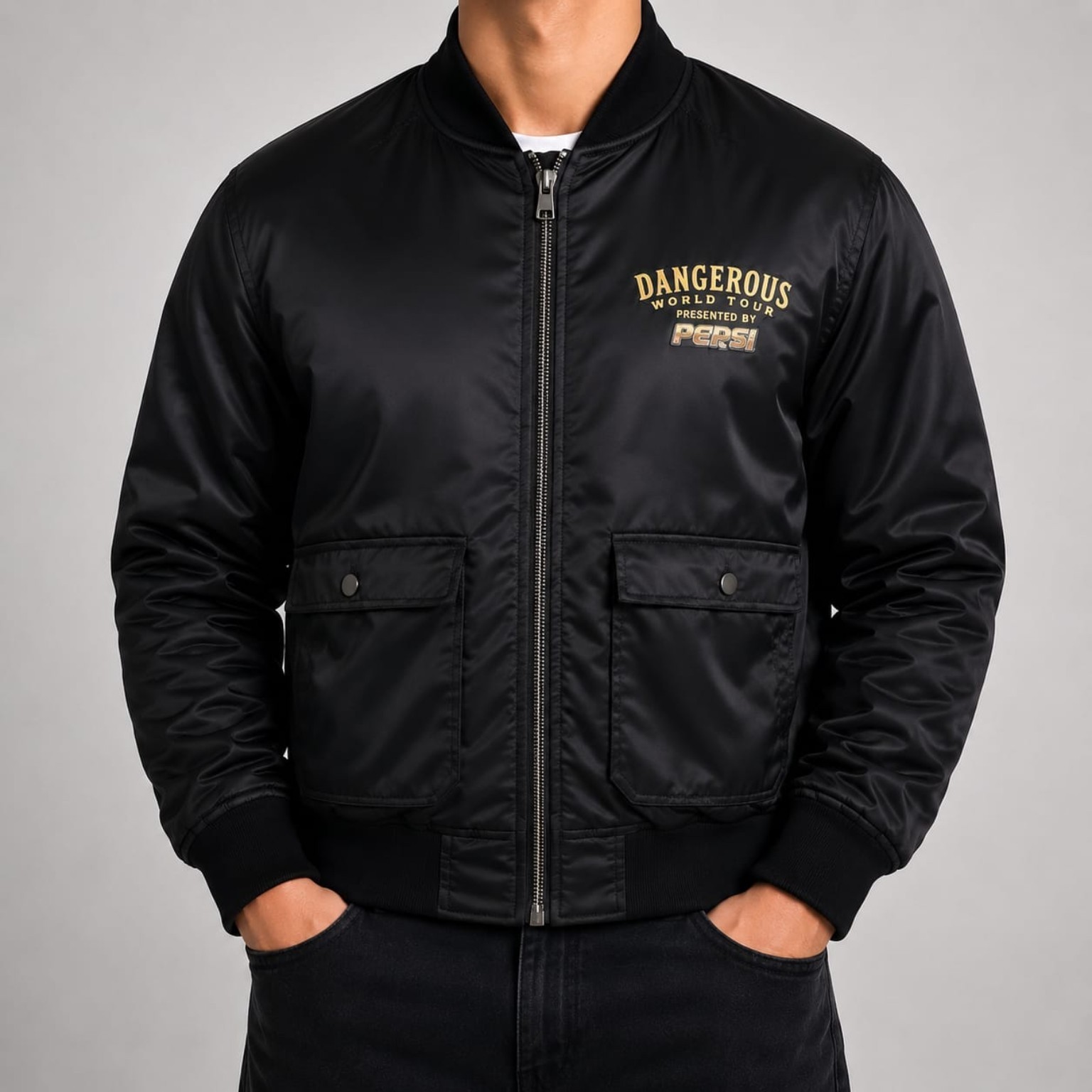 90s Michael Jackson Dangerous Tour Inspired Satin Bomber Jacket Pepsi Varsity.