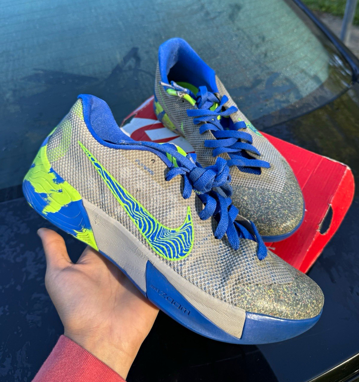 Nike Men’s Low Top Basketball Sneakers Gray/Blue/Green 653658-413 size 10 Nike Men’s Low Top Basketball Sneakers Gray/Blue/Green 653658-413 size 10