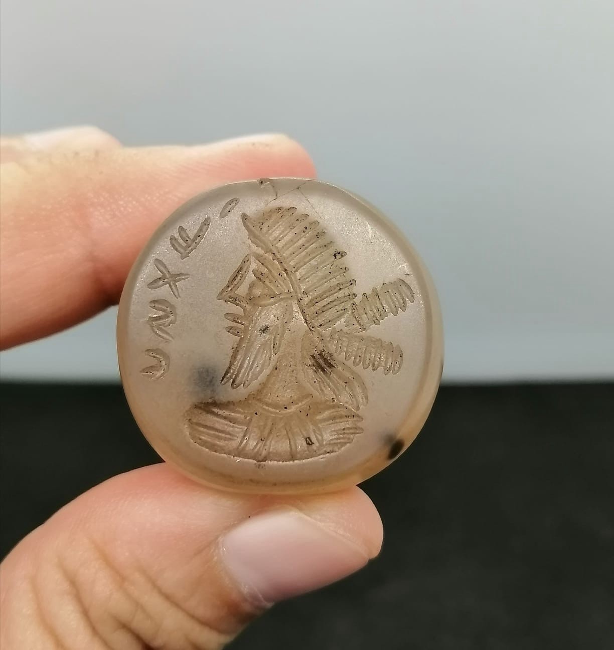 Sassanian Roman Old Agate King Seal Stone Stamp Rare Bead Stamp