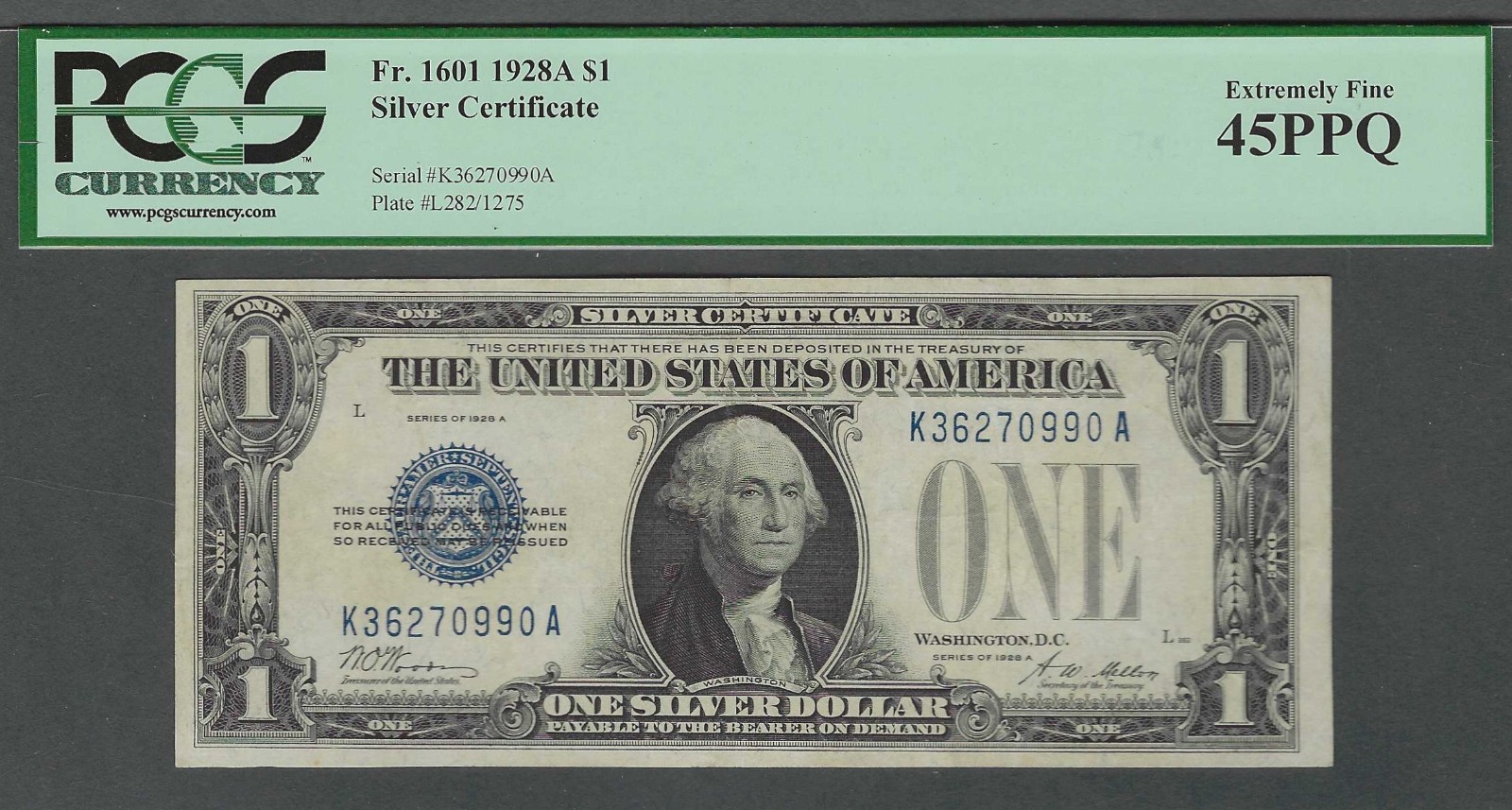 1928A $1 FUNNY BACK PCGS XF 45 PPQ Silver Certificate