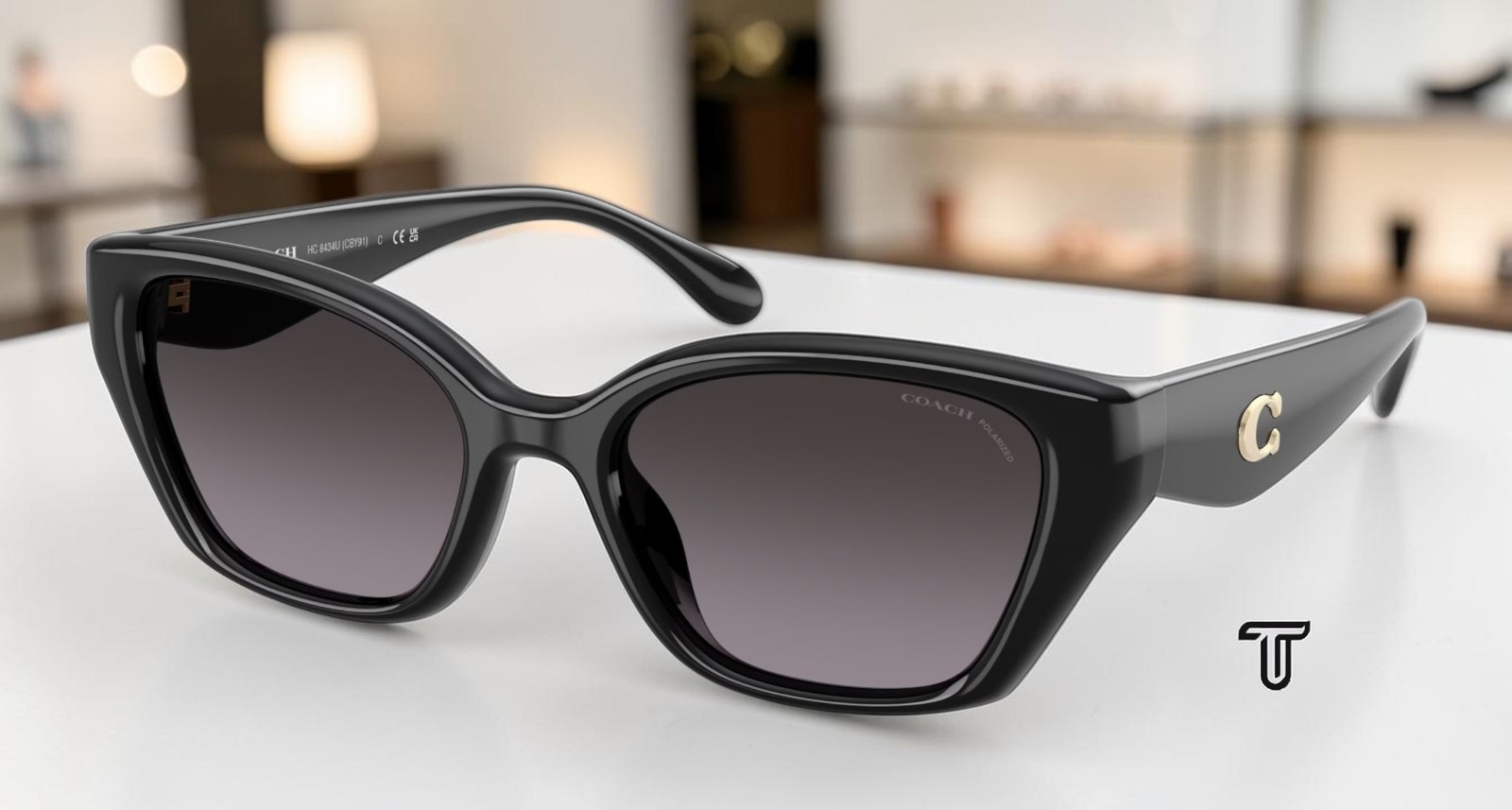 COACH HC8434U 5002F4 Cby91 Black Grey Gradient Polarized 53mm Women\'s Sunglasses