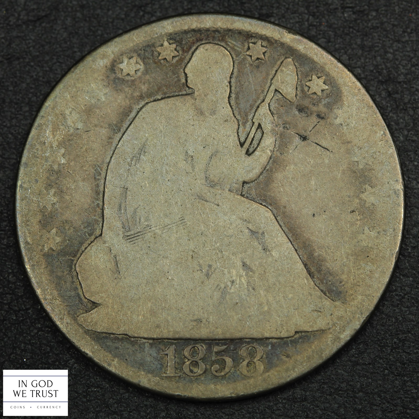 1858 O Seated Liberty Silver Half Dollar 50C