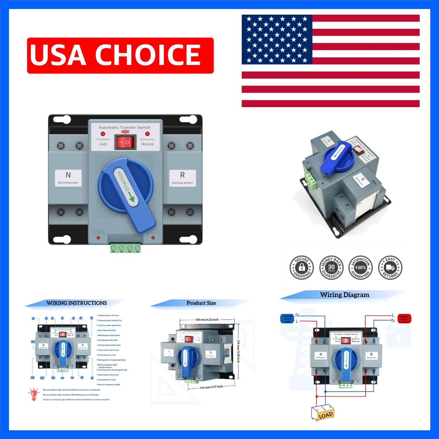 AC110V 2P 63A ATS Dual Power Automatic/Manual Transfer Switch | 63Amp Solar M... AC110V 2P 63A ATS Dual Power Automatic/Manual Transfer Switch | 63Amp Solar M...