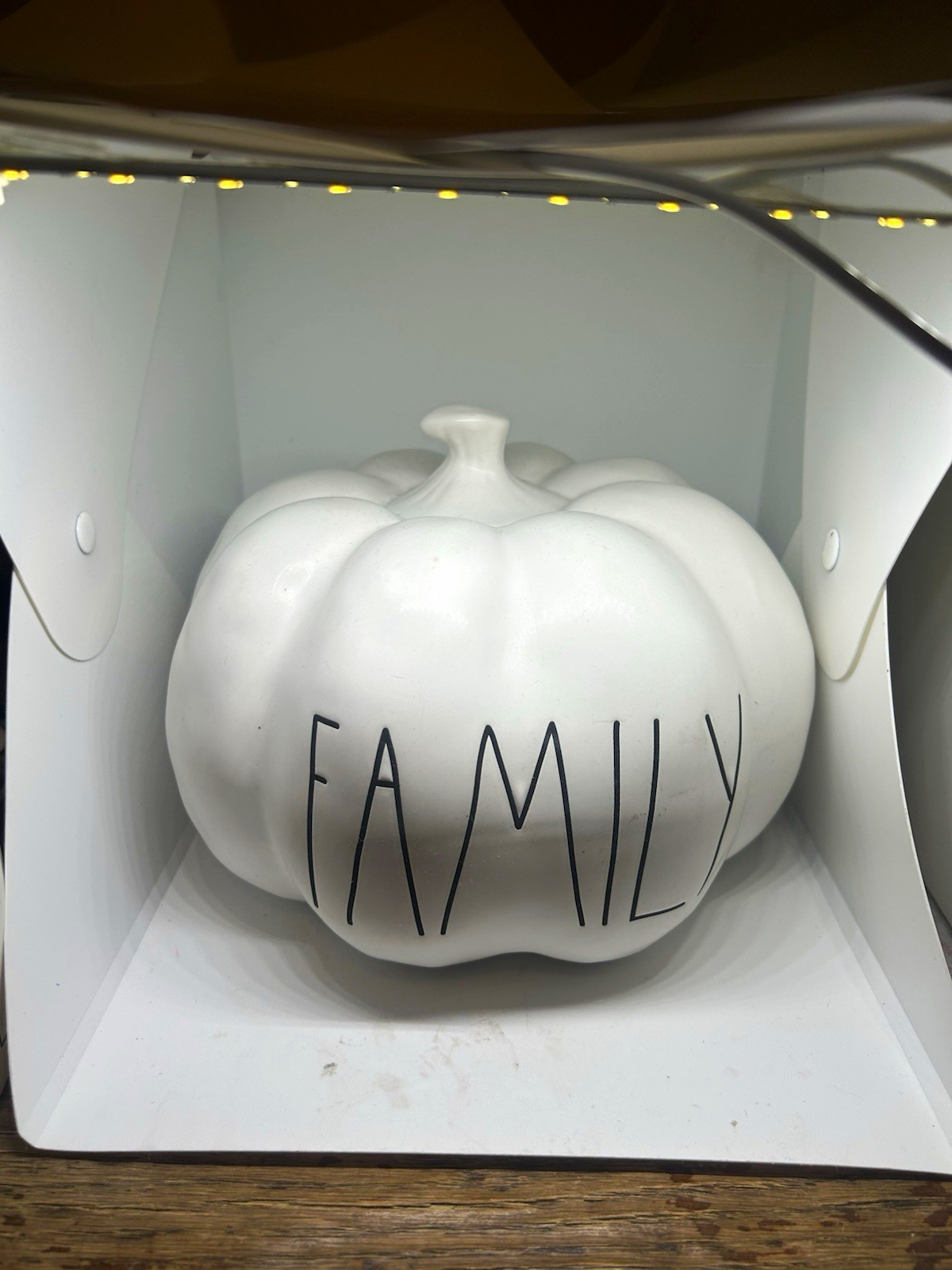 Rae Dunn Artisan Collection White Ceramic Pumpkin Family Figurine Glossy Decor