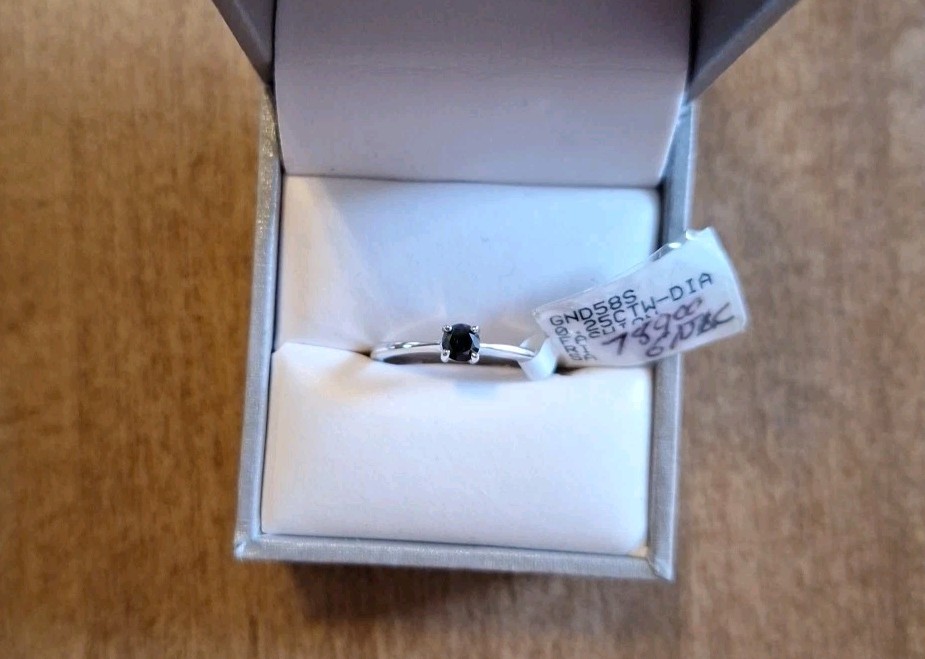 0.25 Ct Genuine Blue Diamond 10K White Gold Solitaire Engagement Ring
