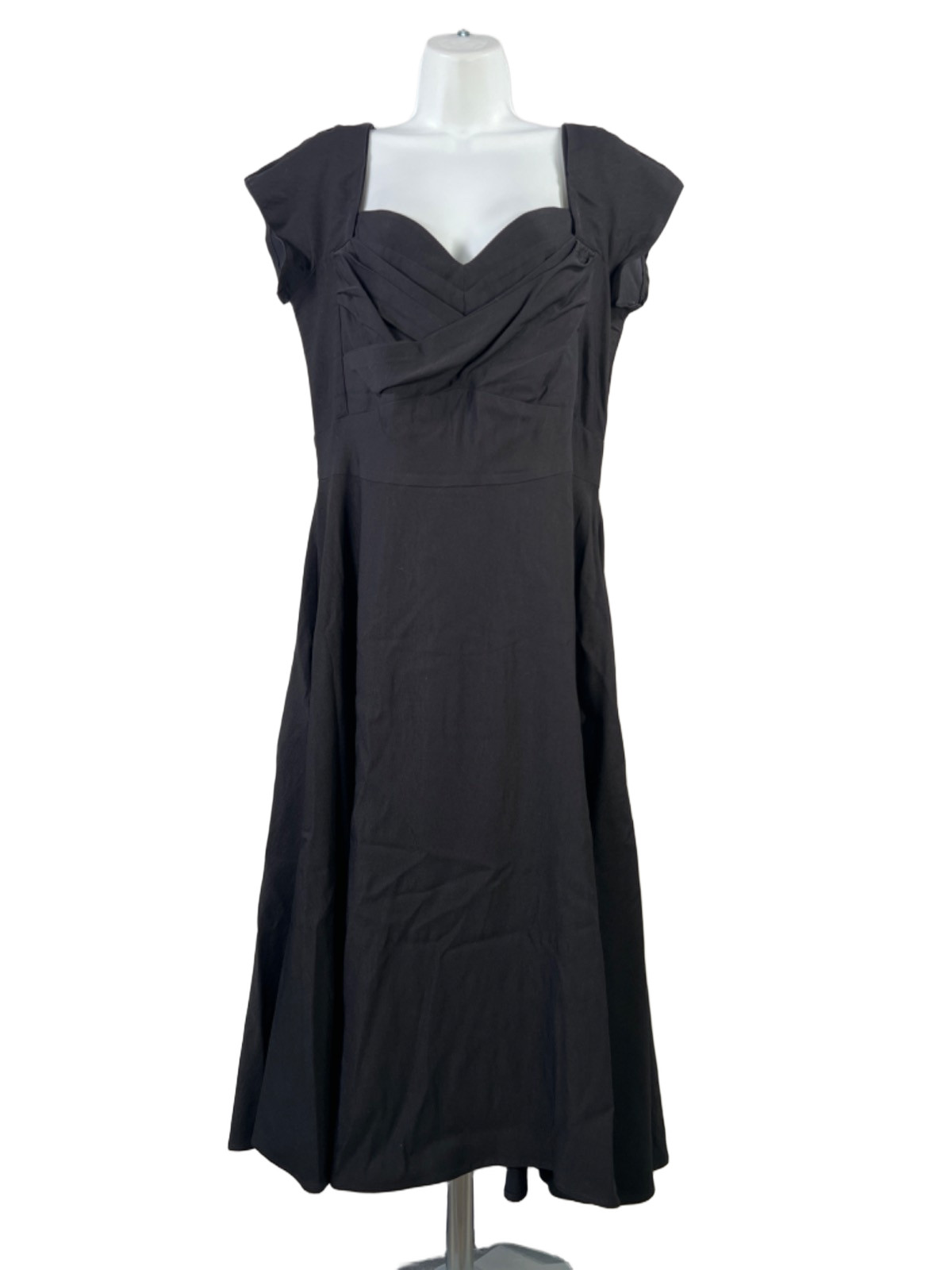 Stop Staring Alicia Estrada Women\'s Black Cap Sleeve Midi A-Line Dress - XL