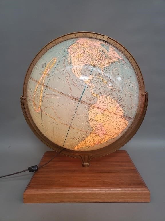 Vintage Cram’s C86 No 16 Illuminated 16” Political World Globe Wood Base 23”