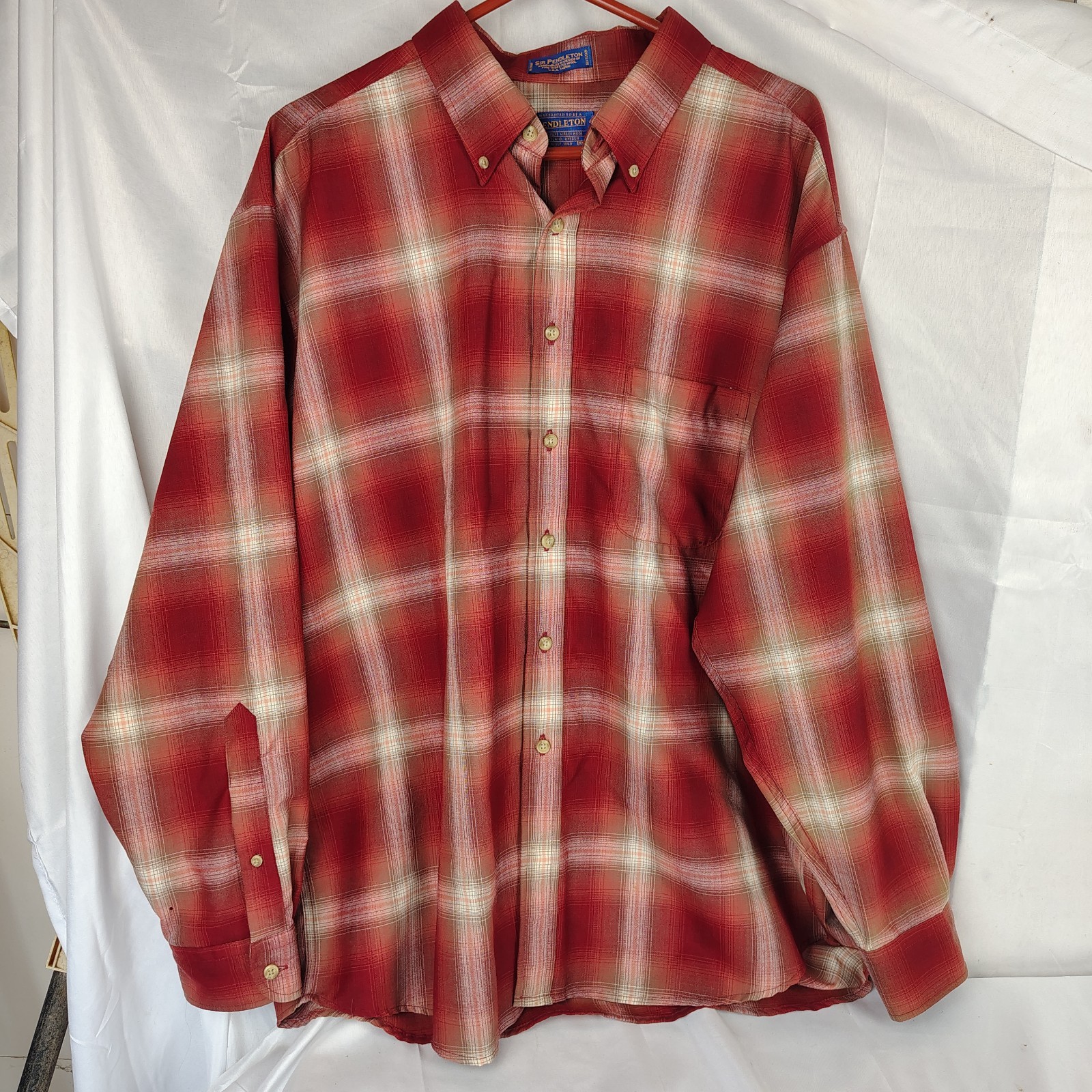 Vintage Sir Pendleton Flannel Plaid Red Xxl Mexico 90s Y2k Virgin Wool