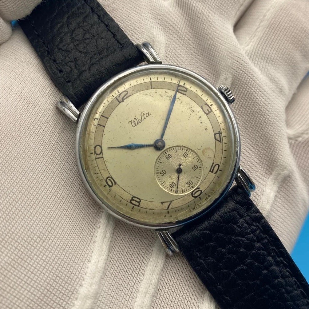1940\'s Vintage Welta Men\'s Watch Sub-Seconds Cream Dial Manual Winding Swiss