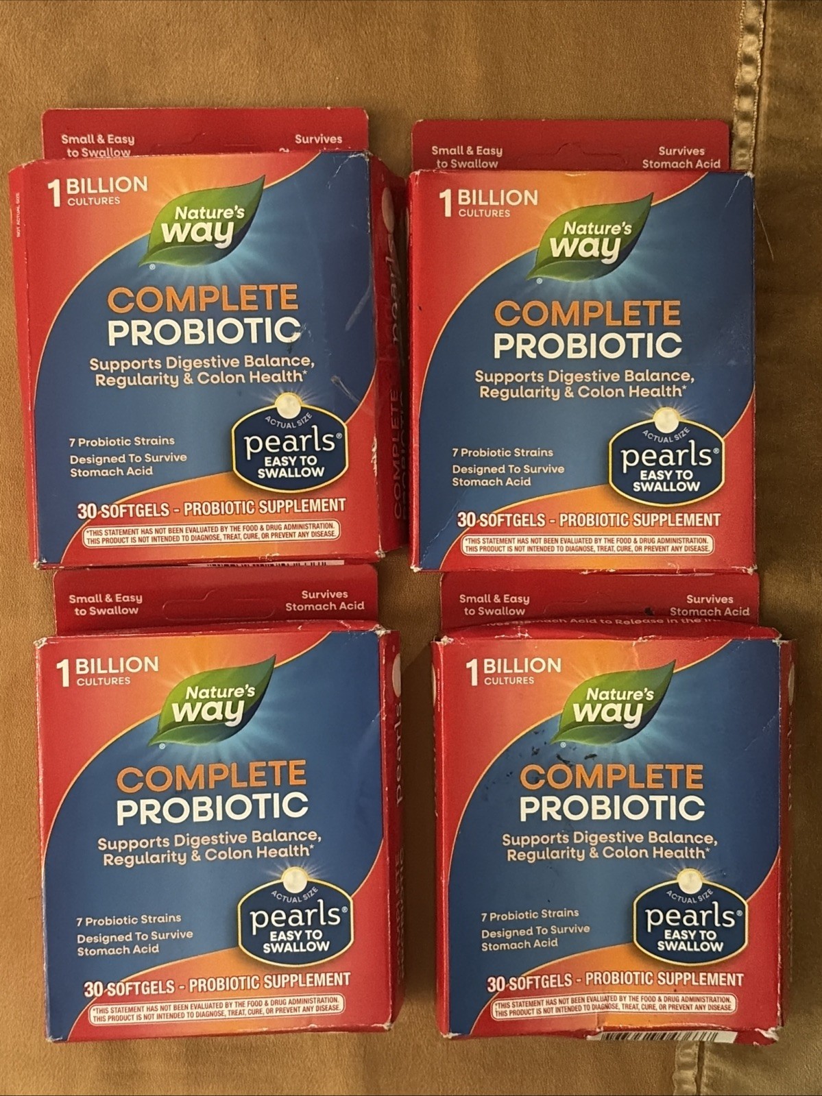 Natures Way Complete Probiotic Pearls Lot Of 4 Boxes 120 Total Pearls Ex 05/27