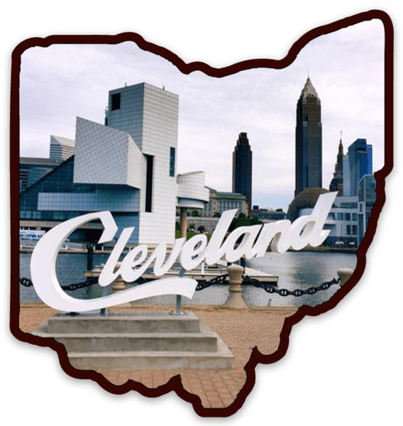 Cleveland Ohio Rock N Roll Hall of Fame Scenery & Cleveland Sign Die-cut MAGNET