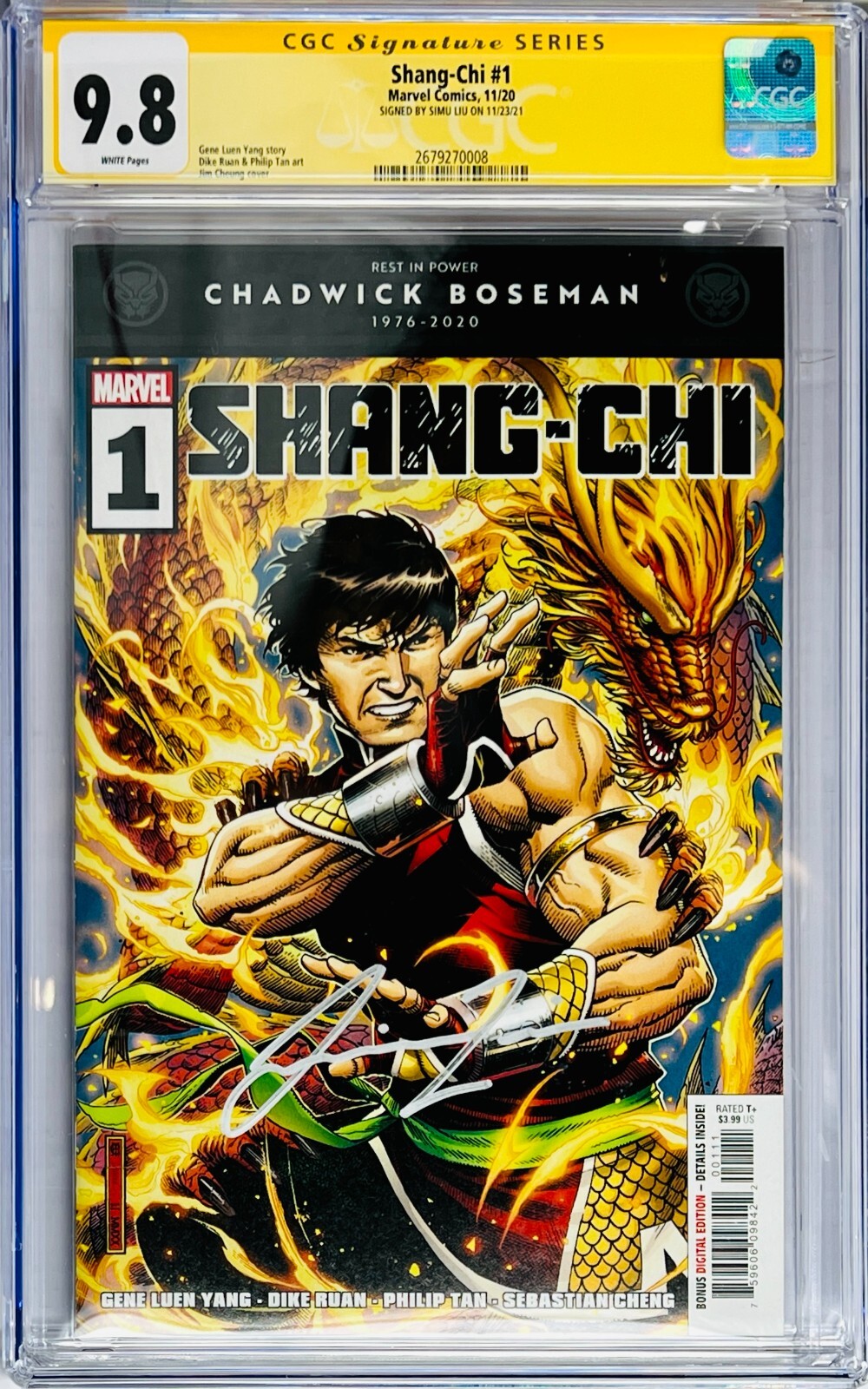 Simu Liu Signed CGC Signature Series Graded 9.8 Shang-Chi #1 Marvel