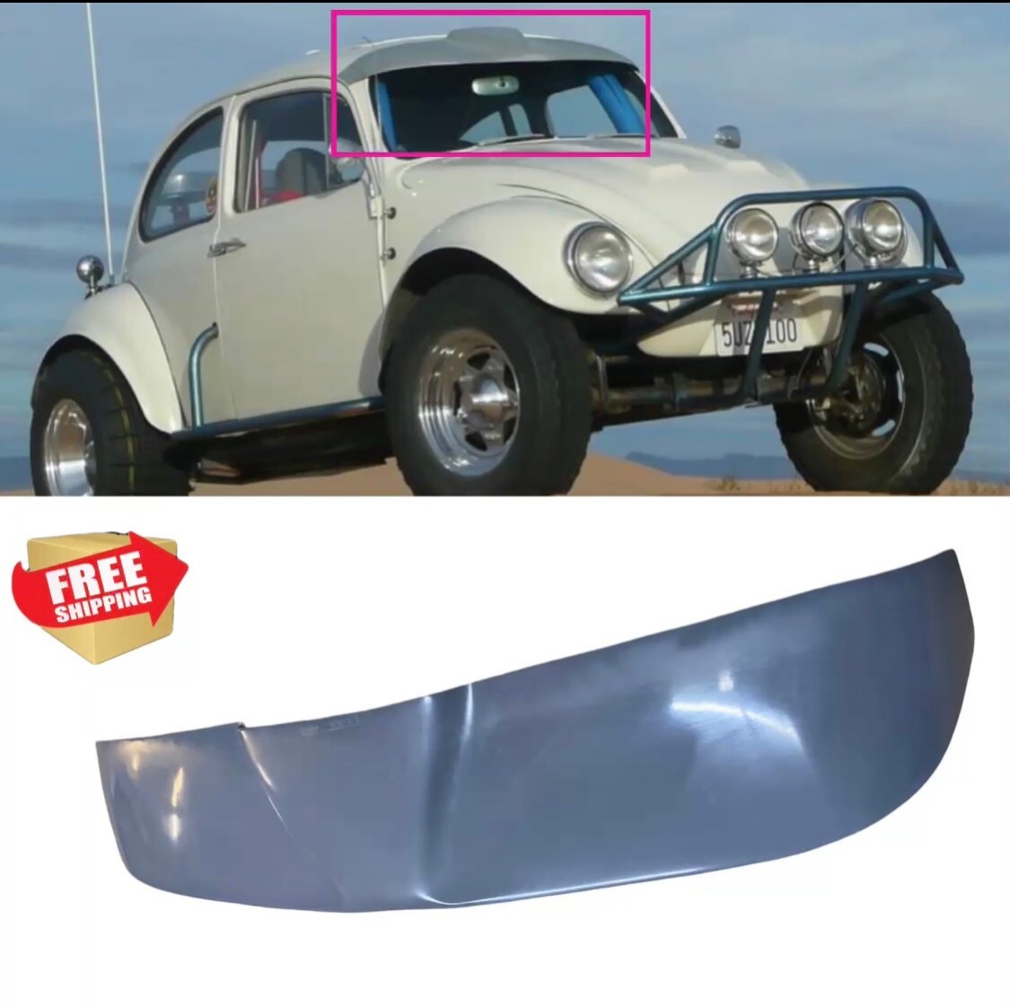 1949-1977 VW Beetle and 1971-1972 VW Super Beetle Sunvisor with scoop BAJA BUG