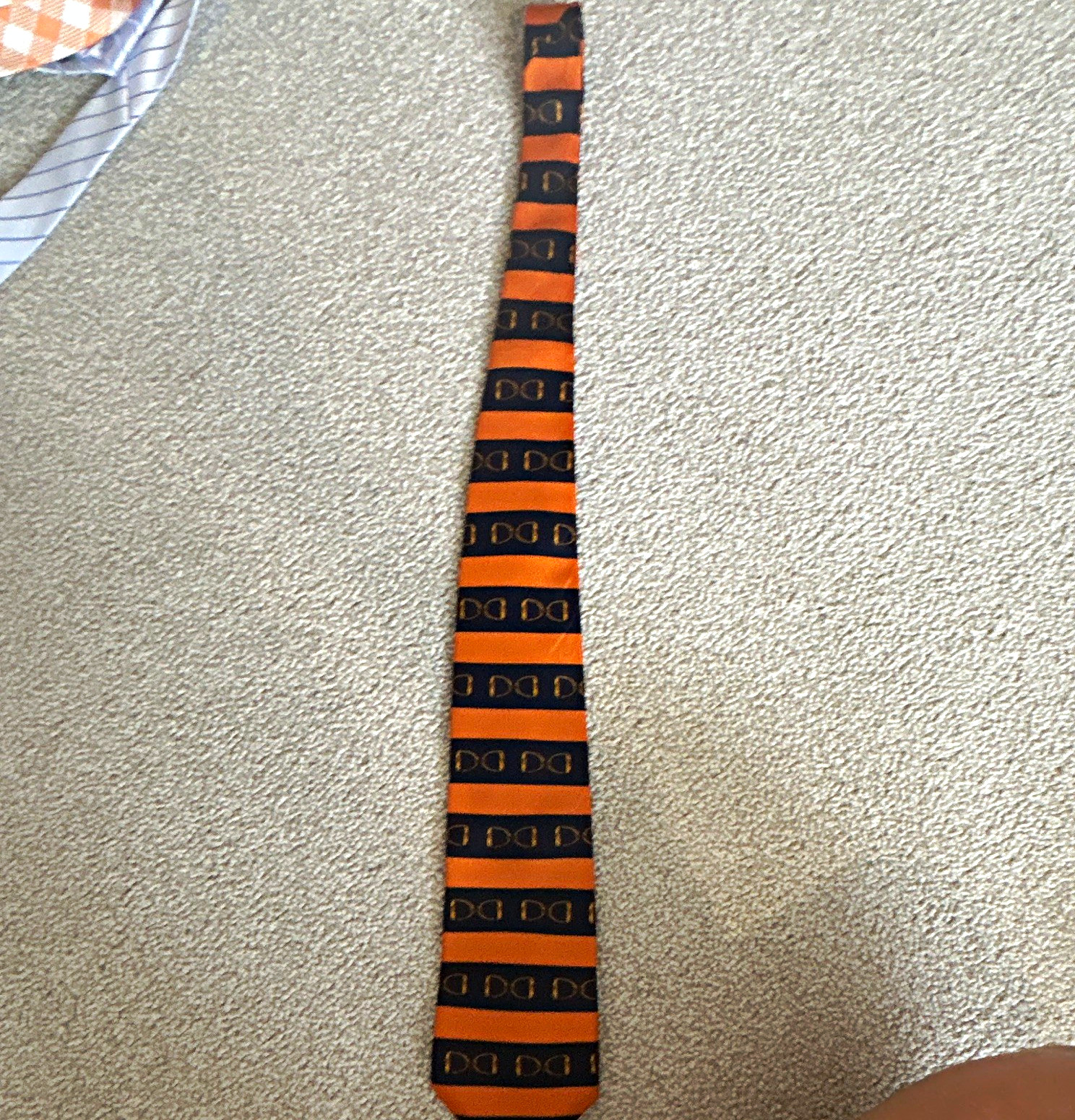 Brooks Brothers Men’s Silk Woven Striped Logo Tie Orange Navy One Size