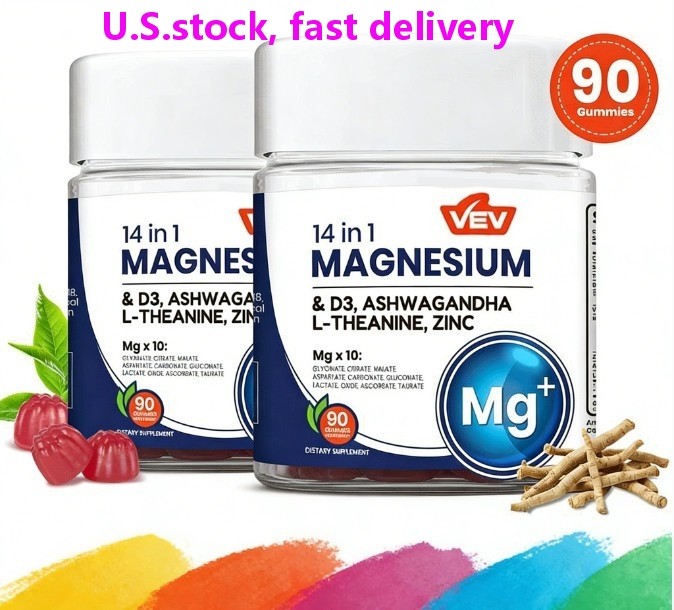 2-Pack VEV 14-in-1 Magnesium Gummies – 10 Mg Types + D3, Ashwagandha – 90 Ct 2-Pack VEV 14-in-1 Magnesium Gummies – 10 Mg Types + D3, Ashwagandha – 90 Ct