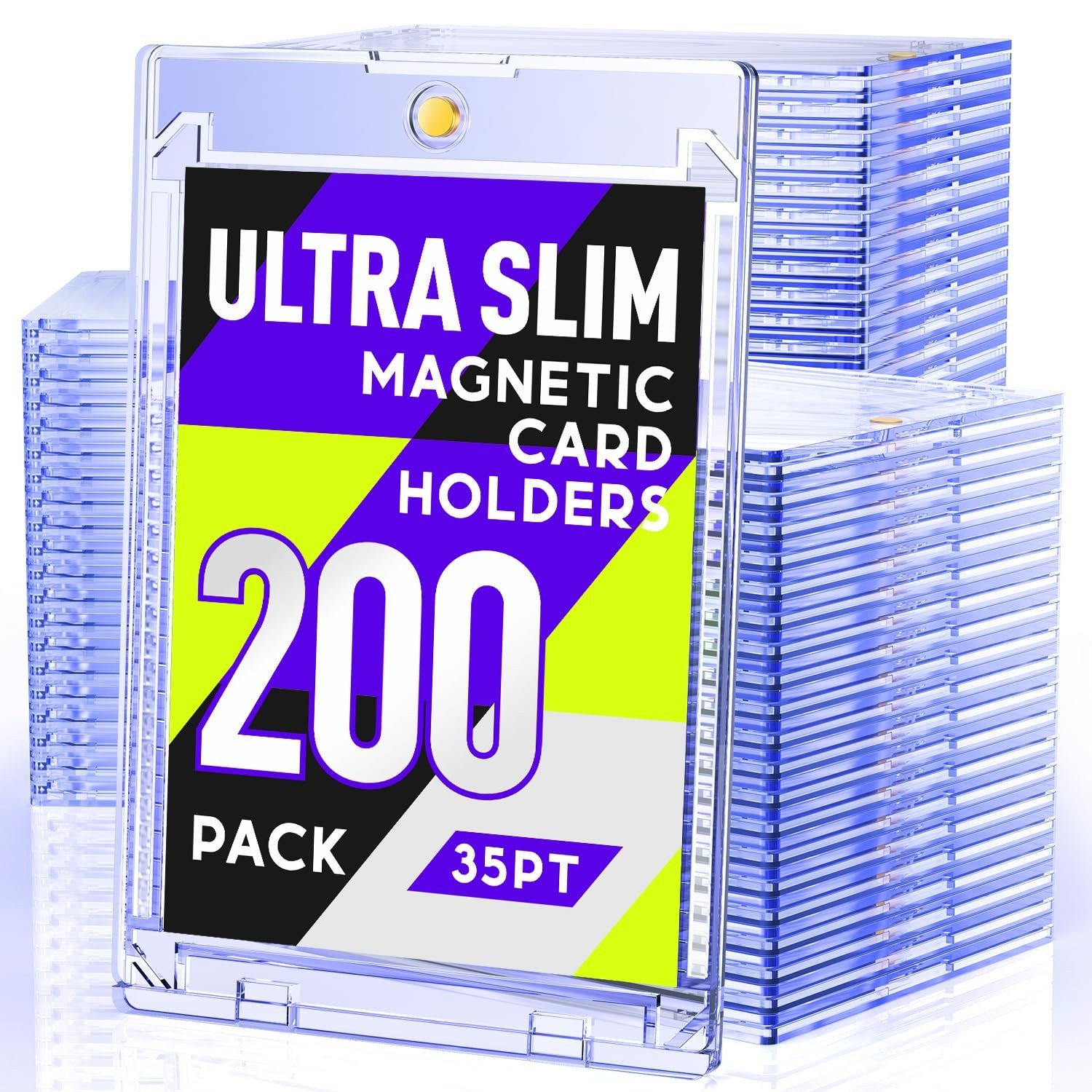 200ct Magnetic Card Holders - 35pt Slim One Touch Storage for Trading Cards