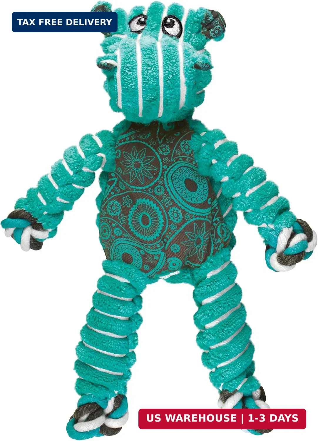 KONG Floppy Knots Rope and Plush Dog Toy, Hippo, Medium/Large