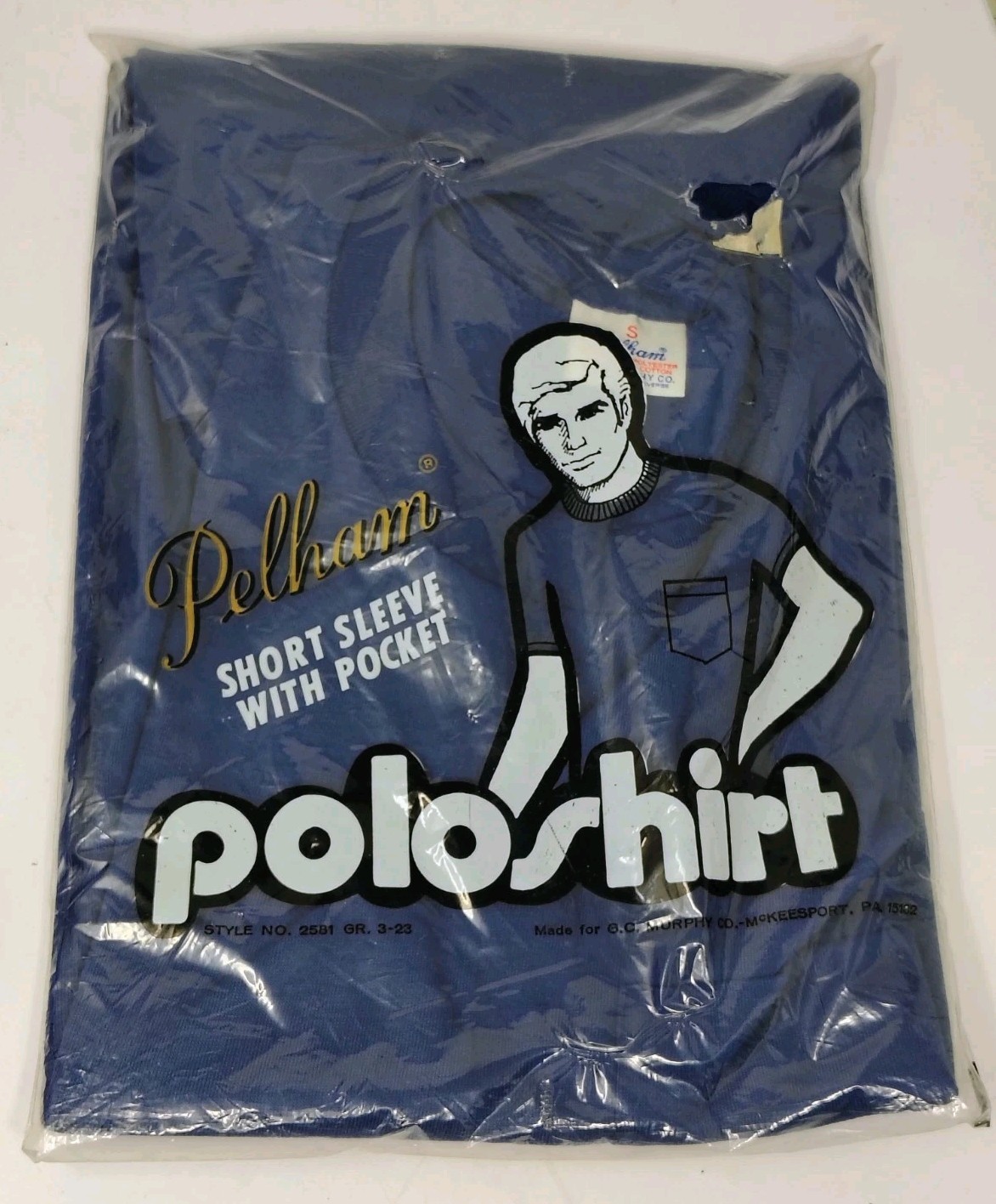Vintage Pelham Blank Pocket TShirt Deadstock NOS USA S Blue New 5050 Single 