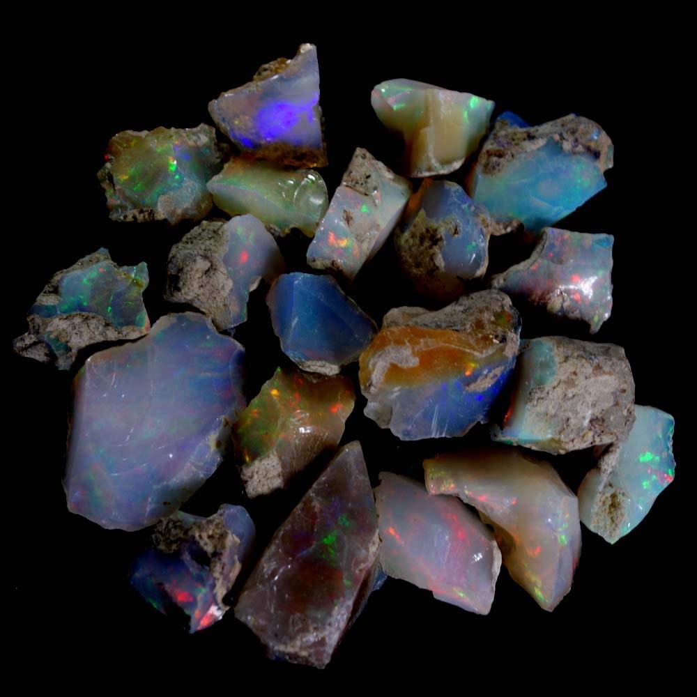 dadu_creation 150.17cts 100% Natural Play of Color Ethiopian FIRE Opal Rough LOT