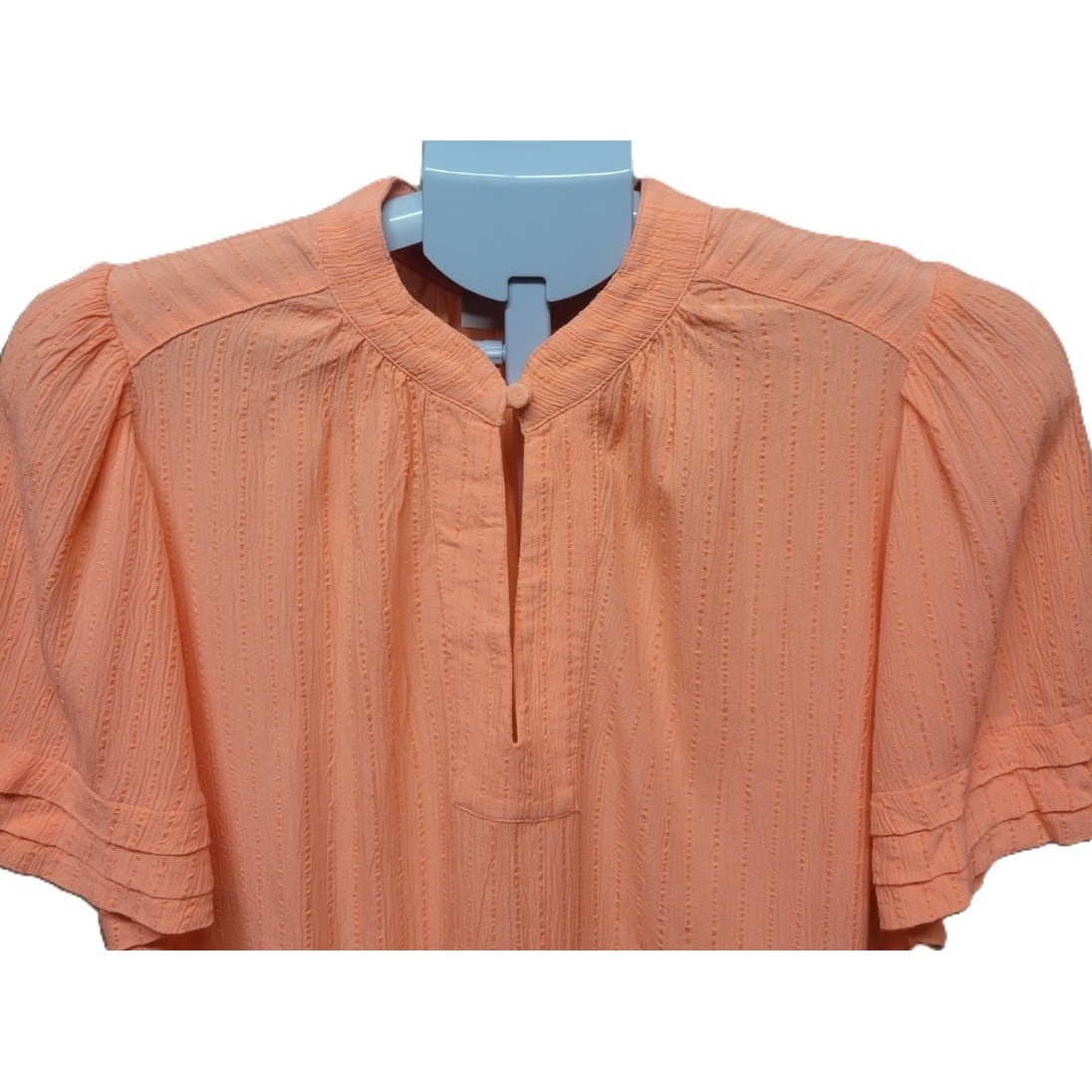 LOFT Top Women\'s M Peach Textured Puff Sleeve NWT