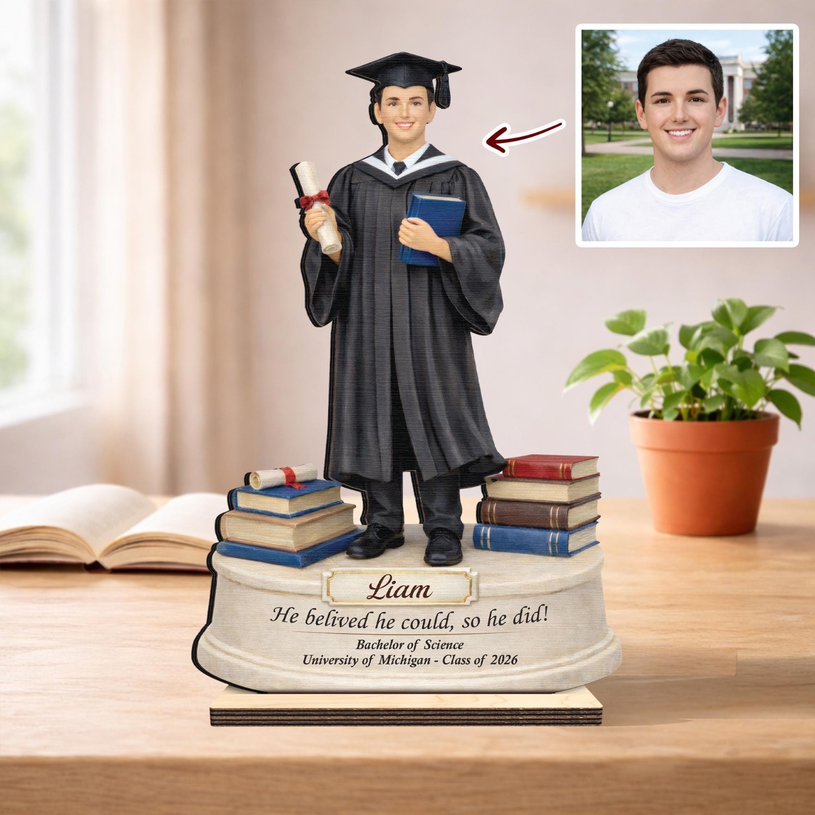 Personalized Graduation Wooden Sign Gift,Portrait Photo Graduation Gift